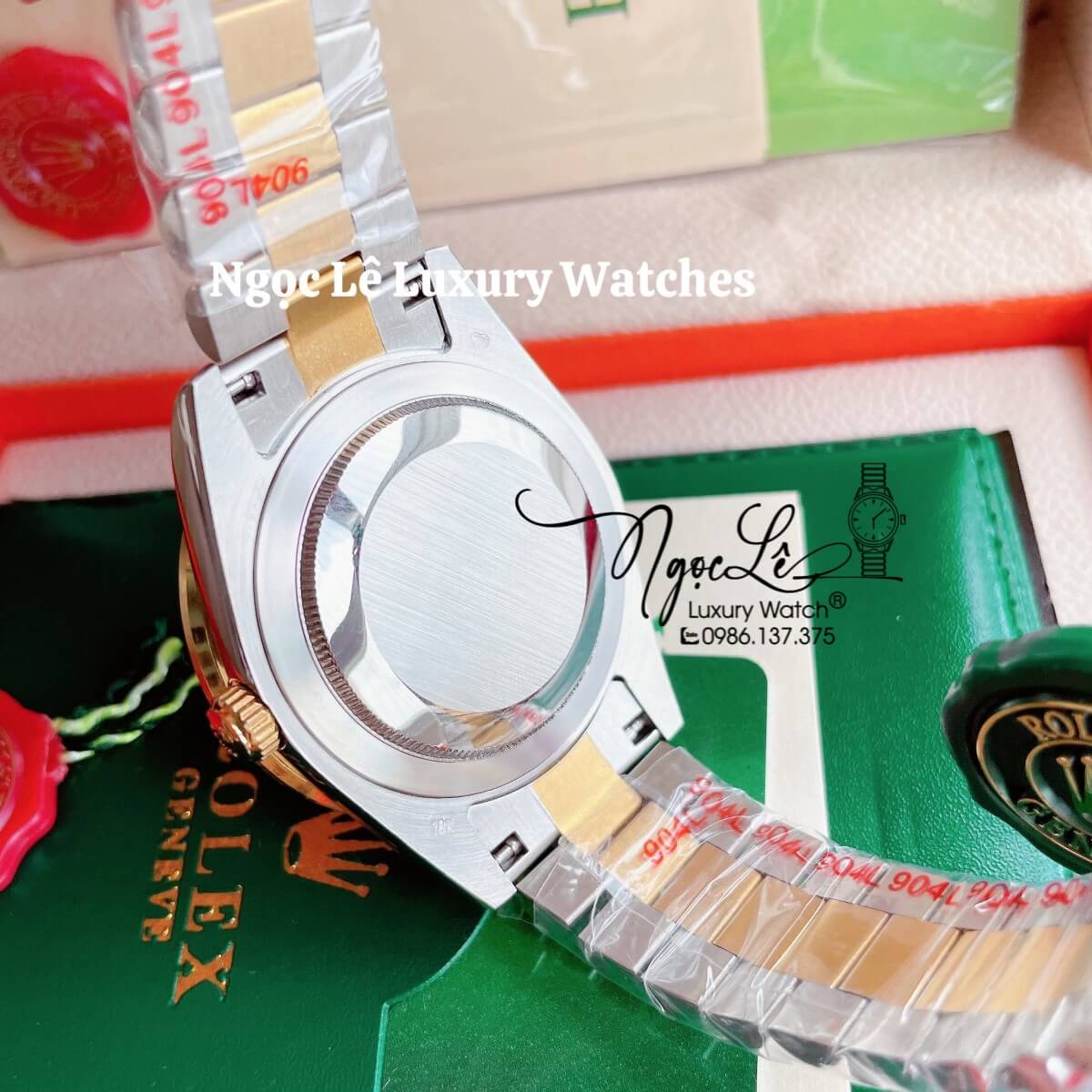Đồng Hồ Nam Rolex Day-Date Tự Động Dây Kim Loại Demi Vàng Mặt Đính Full Đá Size 41mm