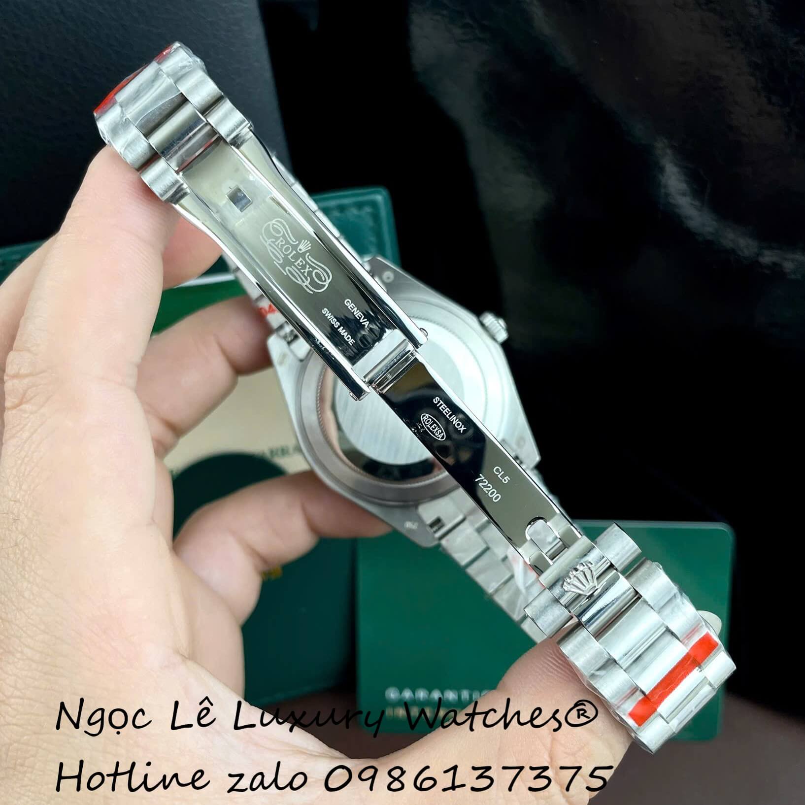 Đồng Hồ Rolex Day-Date Tự Động Dây Thép Màu Bạc Mặt Xám Đen Size 41mm - Niềng Khía