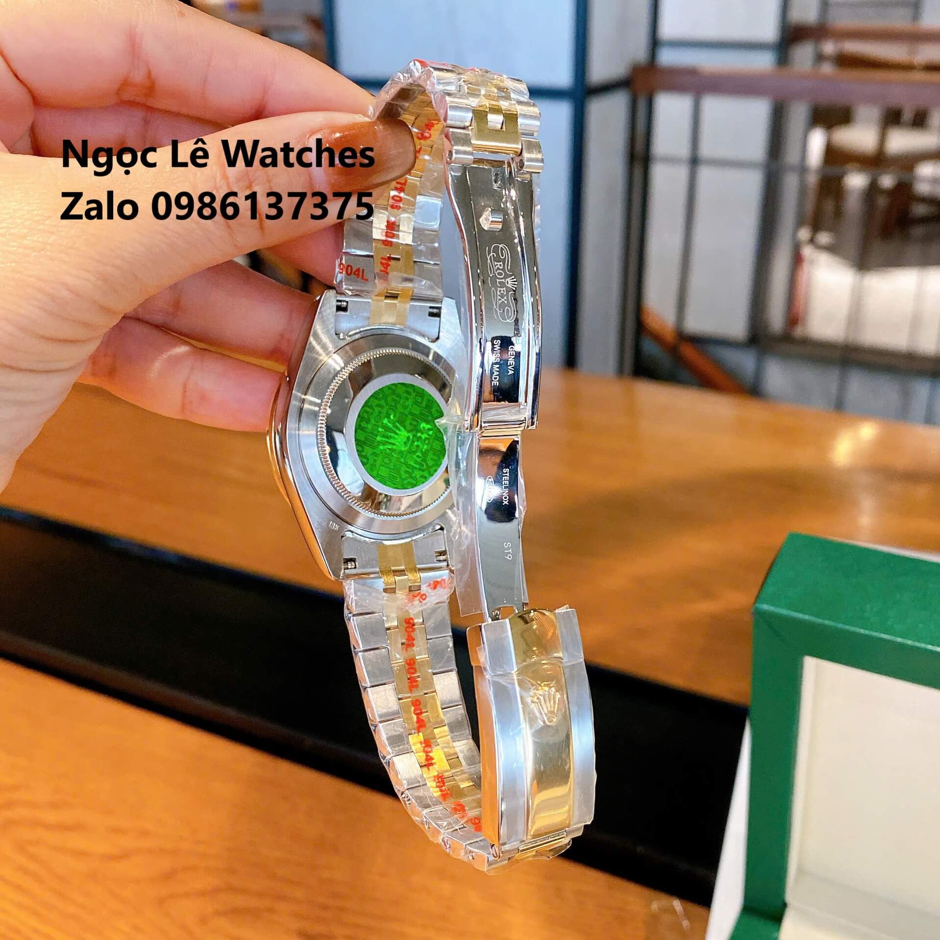 Đồng Hồ Nam Rolex Day-Date Tự Động Dây Kim Loại Demi Vàng Mặt Trắng Size 41mm Viền Đính Đá