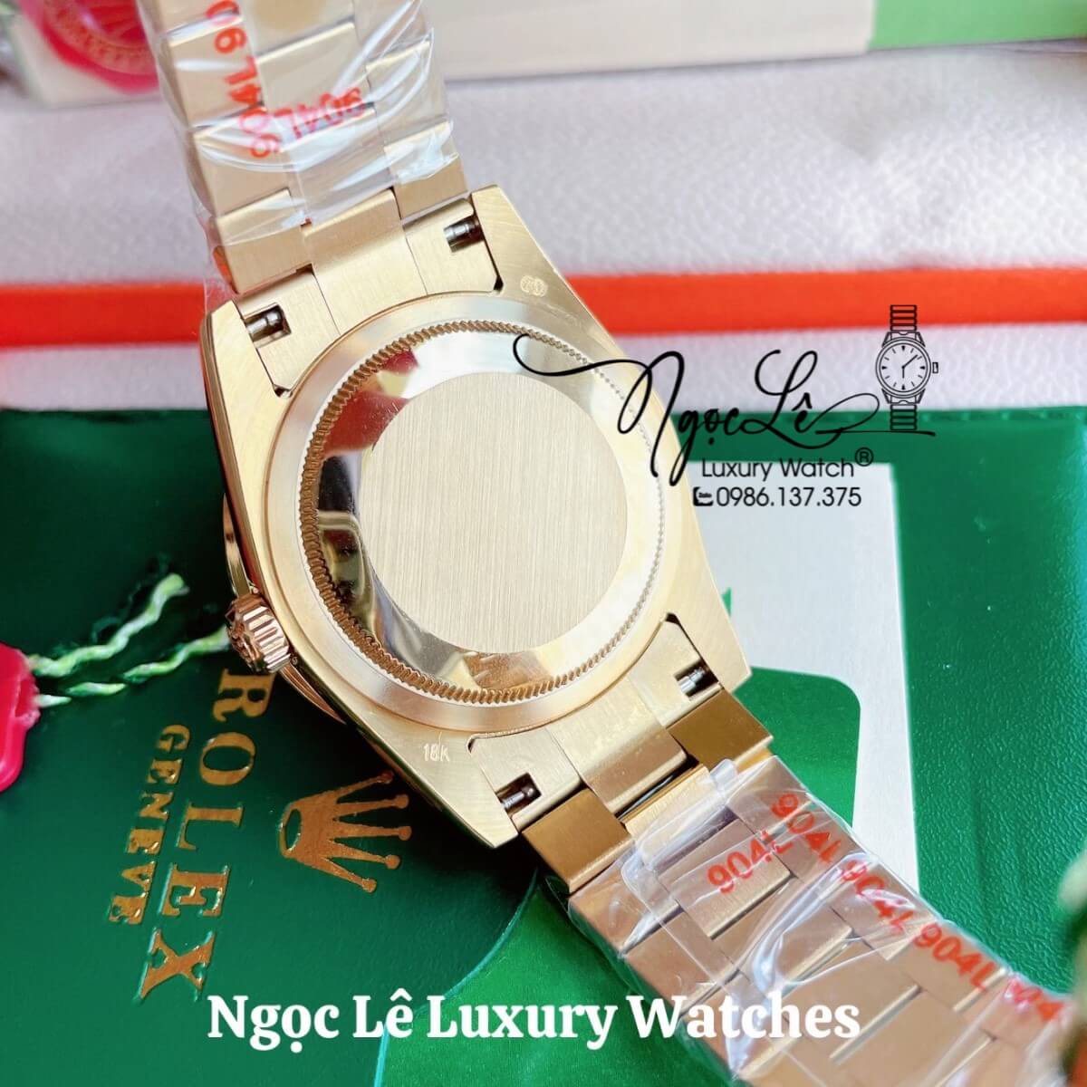 Đồng Hồ Rolex Day-Date Tự Động Dây Kim Loại Màu Vàng Mặt Đính Full Đá Size 36mm