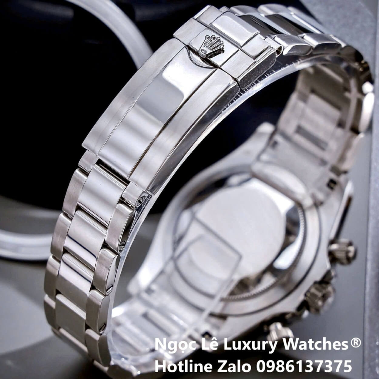 Đồng Hồ Nam Rolex Daytona Automatic Dây Kim Loại Silver Mặt Trắng Viền Đen Size 40mm