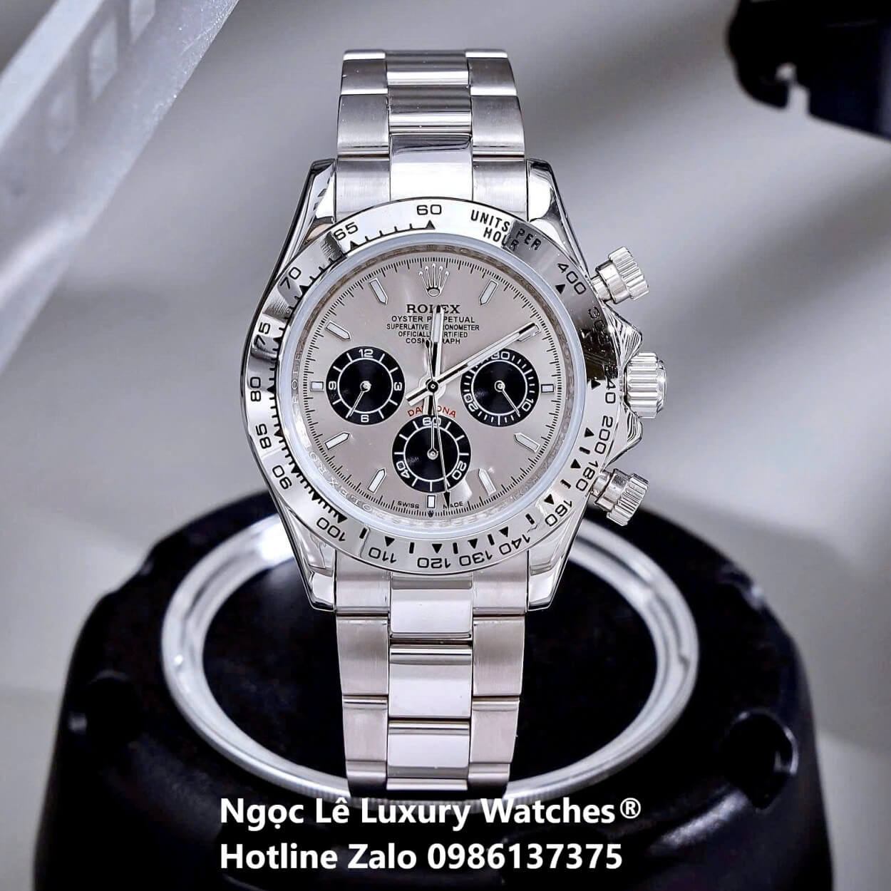 Đồng Hồ Nam Rolex Daytona Automatic Dây Kim Loại Silver Mặt Xám Size 40mm