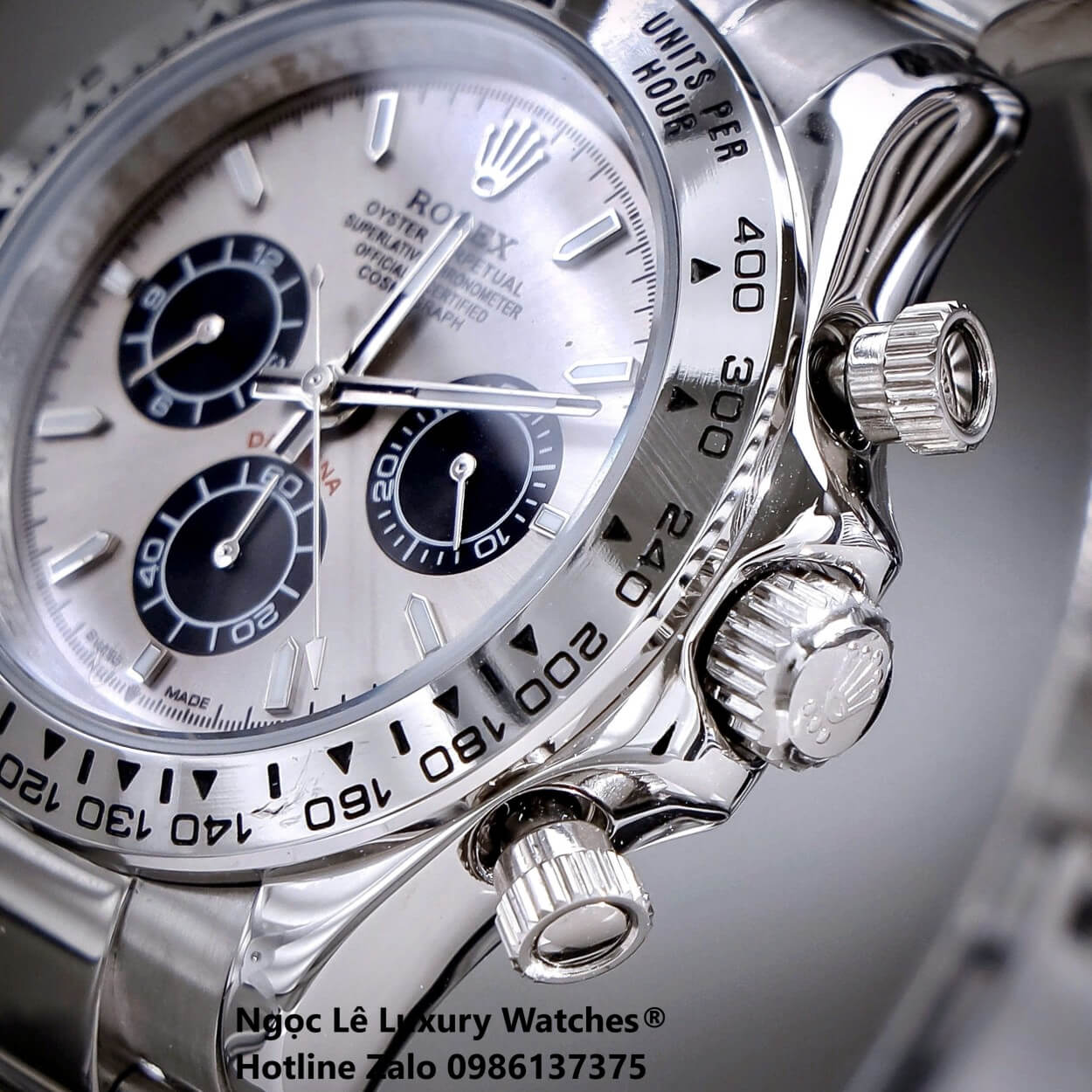 Đồng Hồ Nam Rolex Daytona Automatic Dây Kim Loại Silver Mặt Xám Size 40mm