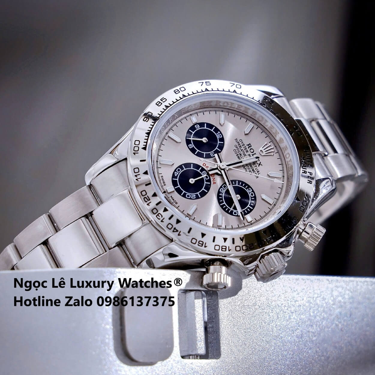 Đồng Hồ Nam Rolex Daytona Automatic Dây Kim Loại Silver Mặt Xám Size 40mm