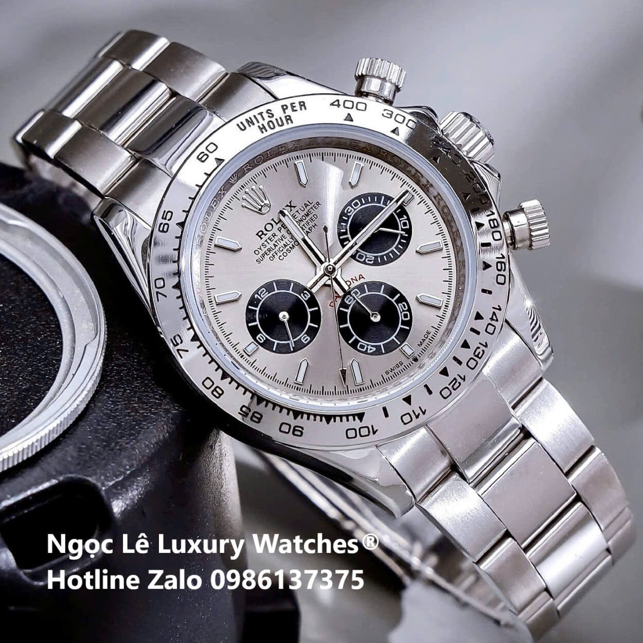 Đồng Hồ Nam Rolex Daytona Automatic Dây Kim Loại Silver Mặt Xám Size 40mm