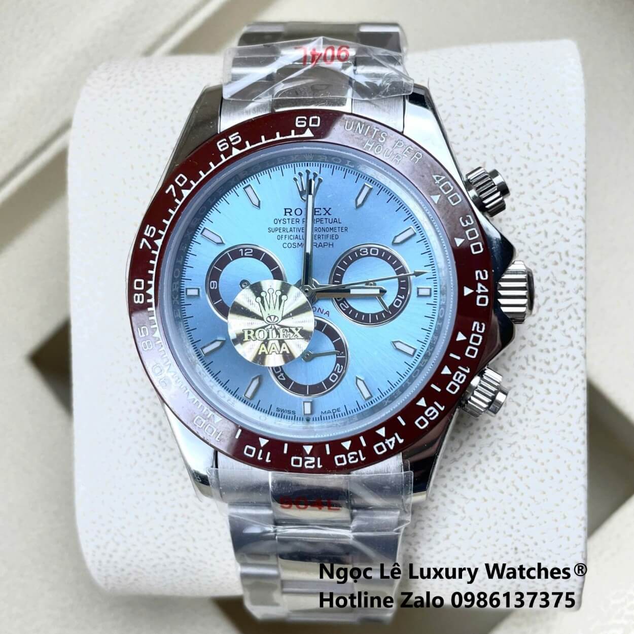 Đồng Hồ Nam Rolex Daytona Automatic Dây Kim Loại Silver Mặt Xanh Viền Nâu Size 40mm
