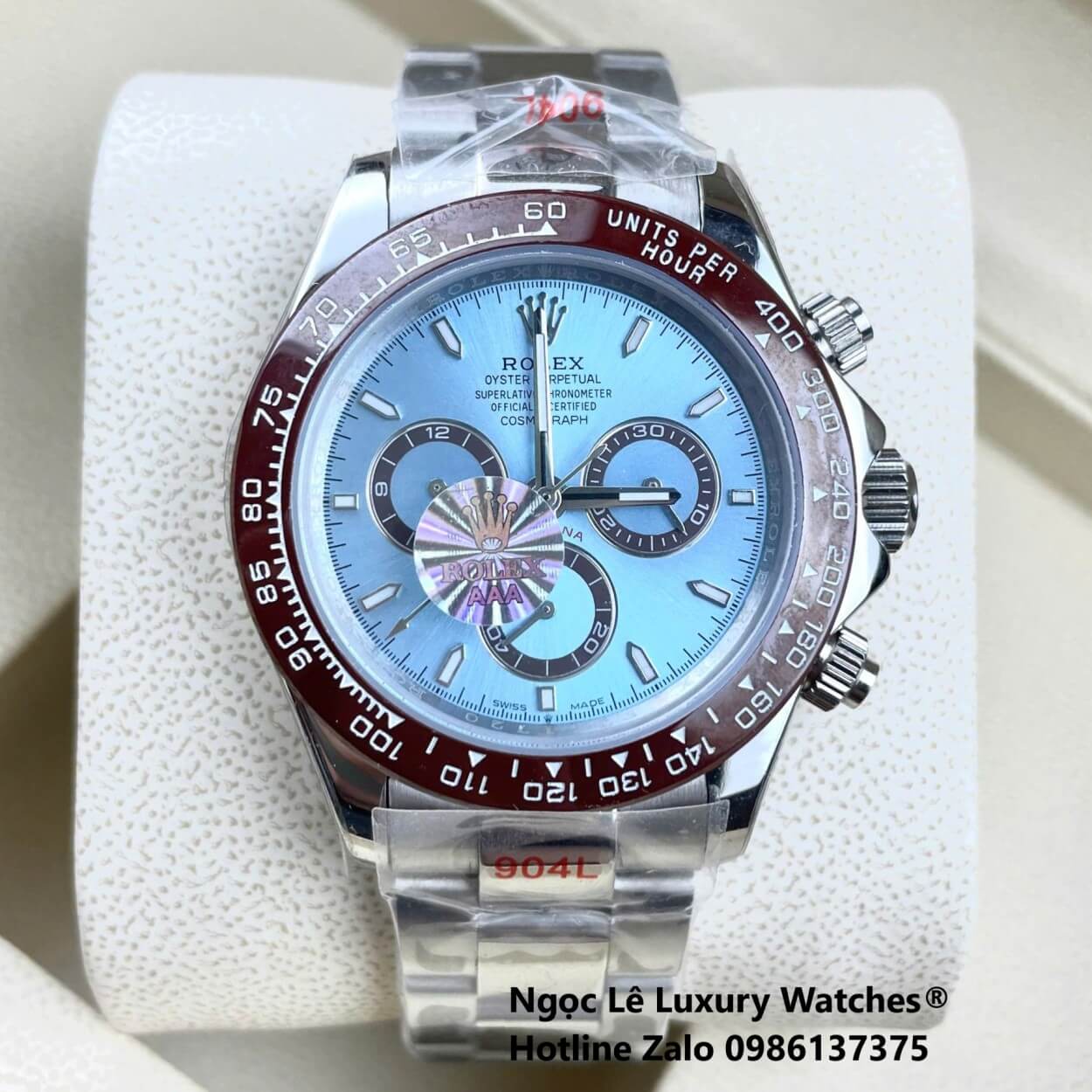 Đồng Hồ Nam Rolex Daytona Automatic Dây Kim Loại Silver Mặt Xanh Viền Nâu Size 40mm