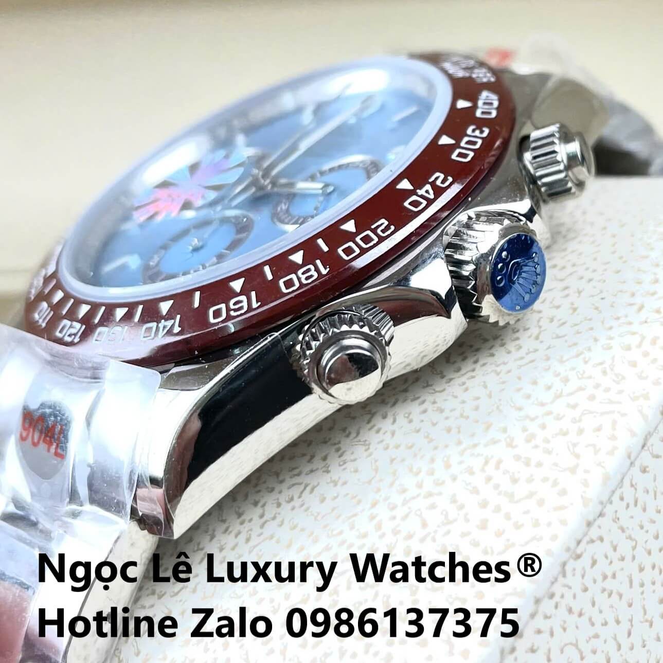 Đồng Hồ Nam Rolex Daytona Automatic Dây Kim Loại Silver Mặt Xanh Viền Nâu Size 40mm