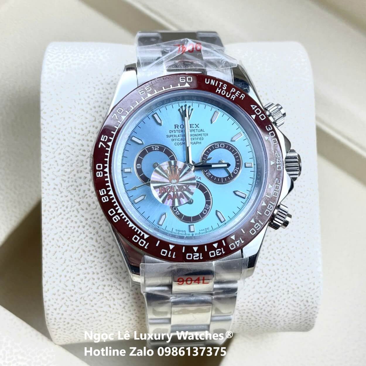 Đồng Hồ Nam Rolex Daytona Automatic Dây Kim Loại Silver Mặt Xanh Viền Nâu Size 40mm
