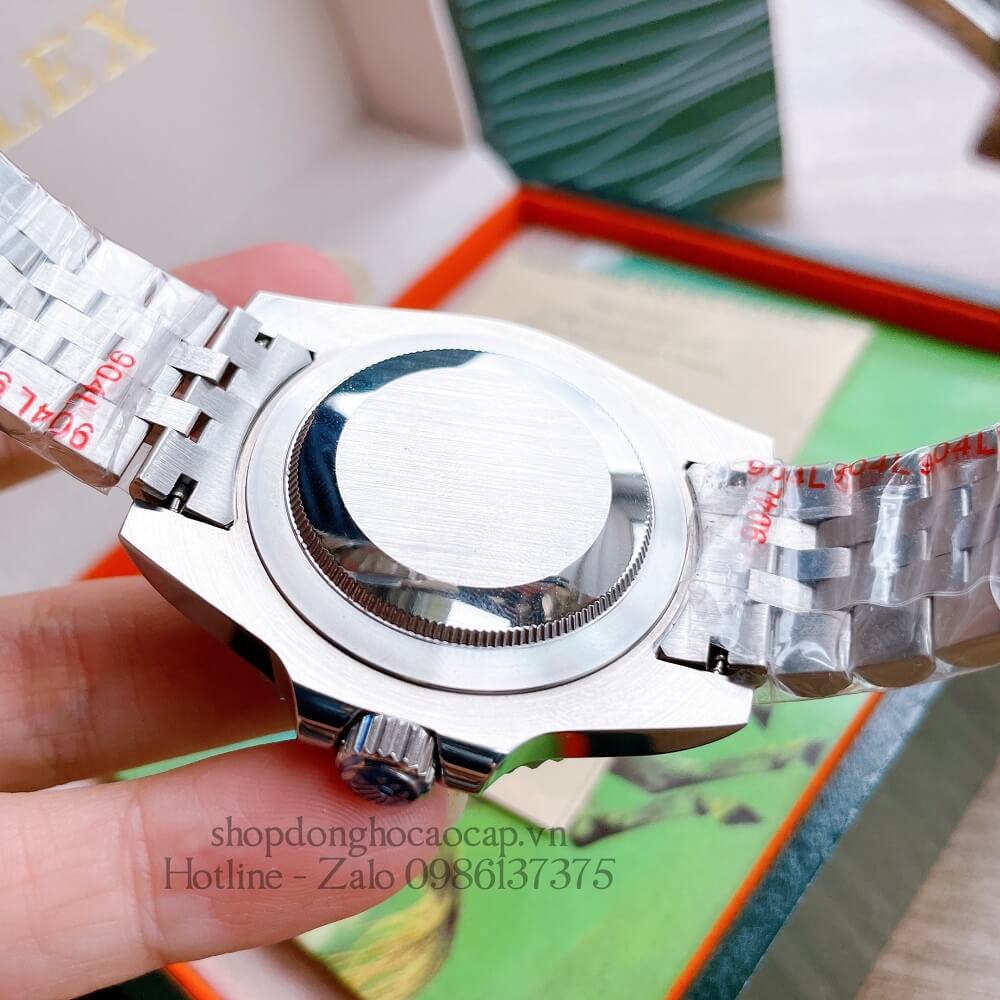 Đồng Hồ Nam Rolex GMT Tự Động Viền Xoay Bạc Mặt Đen 41mm