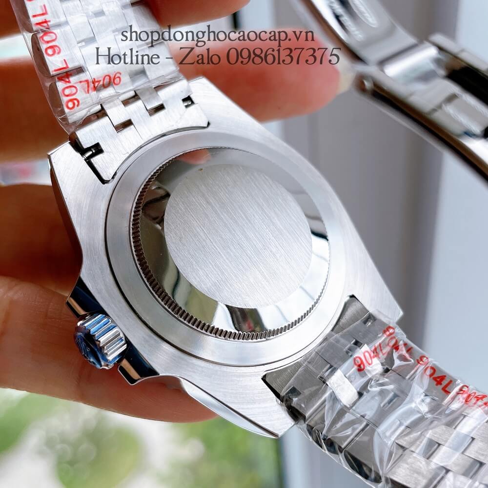 Đồng Hồ Nam Rolex GMT Tự Động Viền Xoay Bạc Mặt Đen 41mm