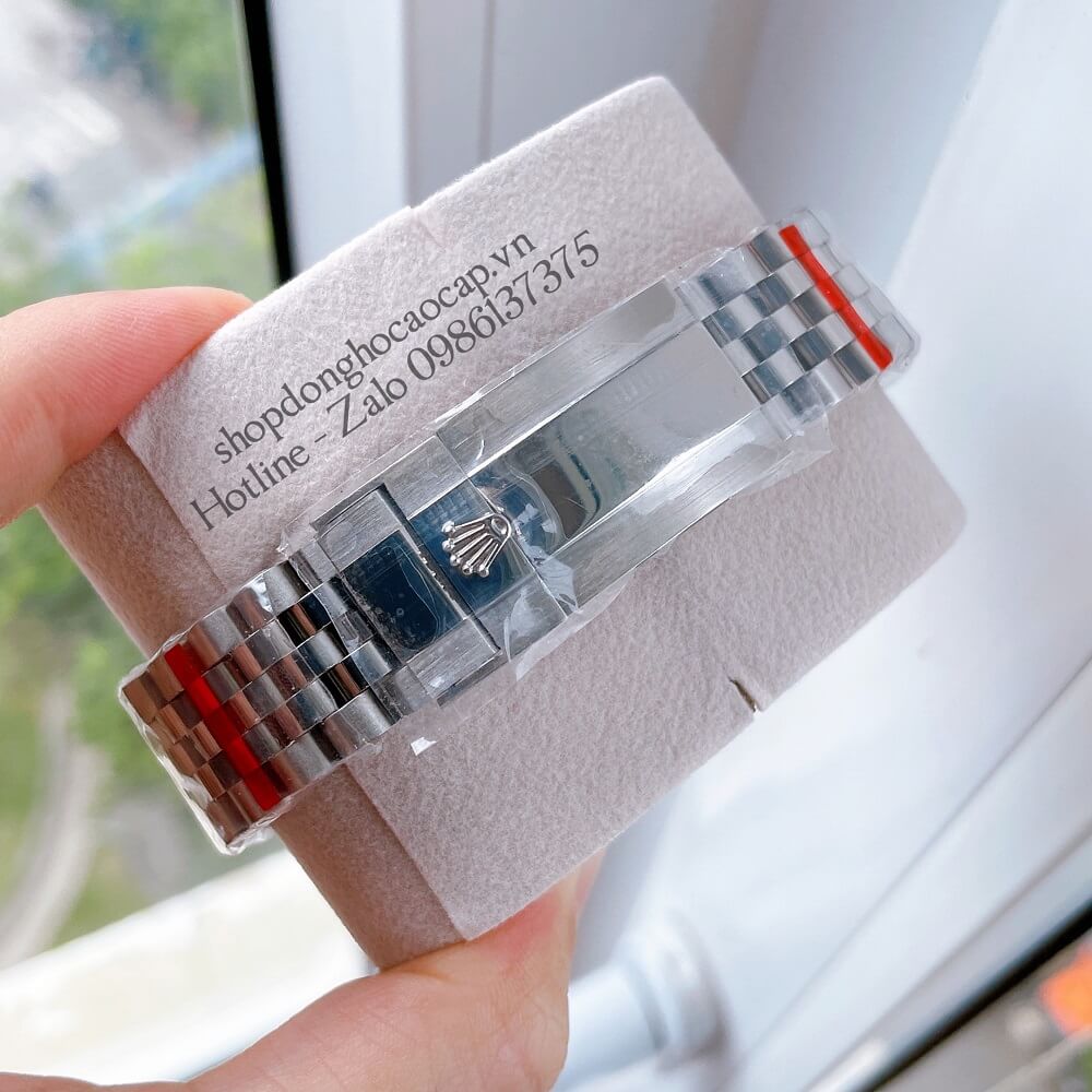 Đồng Hồ Nam Rolex GMT Tự Động Viền Xoay Bạc Mặt Đen 41mm