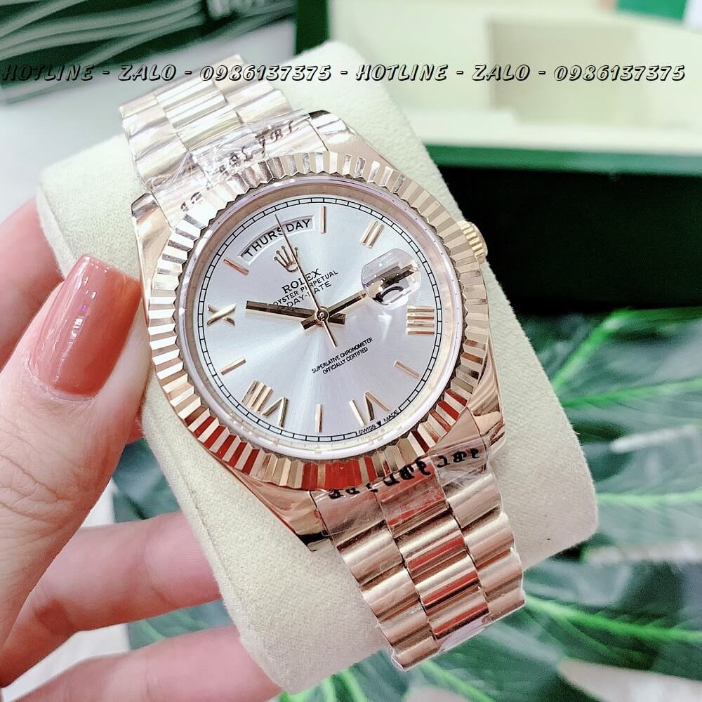 Đồng Hồ Nam Rolex Automatic Tự Động Vàng Trắng Mặt Số La Mã 41mm