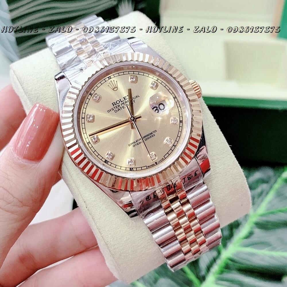 Đồng Hồ Nam Rolex Automatic Cơ Tự Động Demi Vàng 41mm