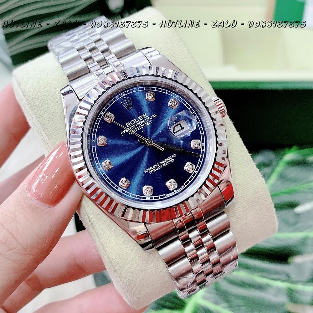 Đồng Hồ Nam Rolex Automatic Cơ Tự Động Bạc Mặt Xanh 41mm