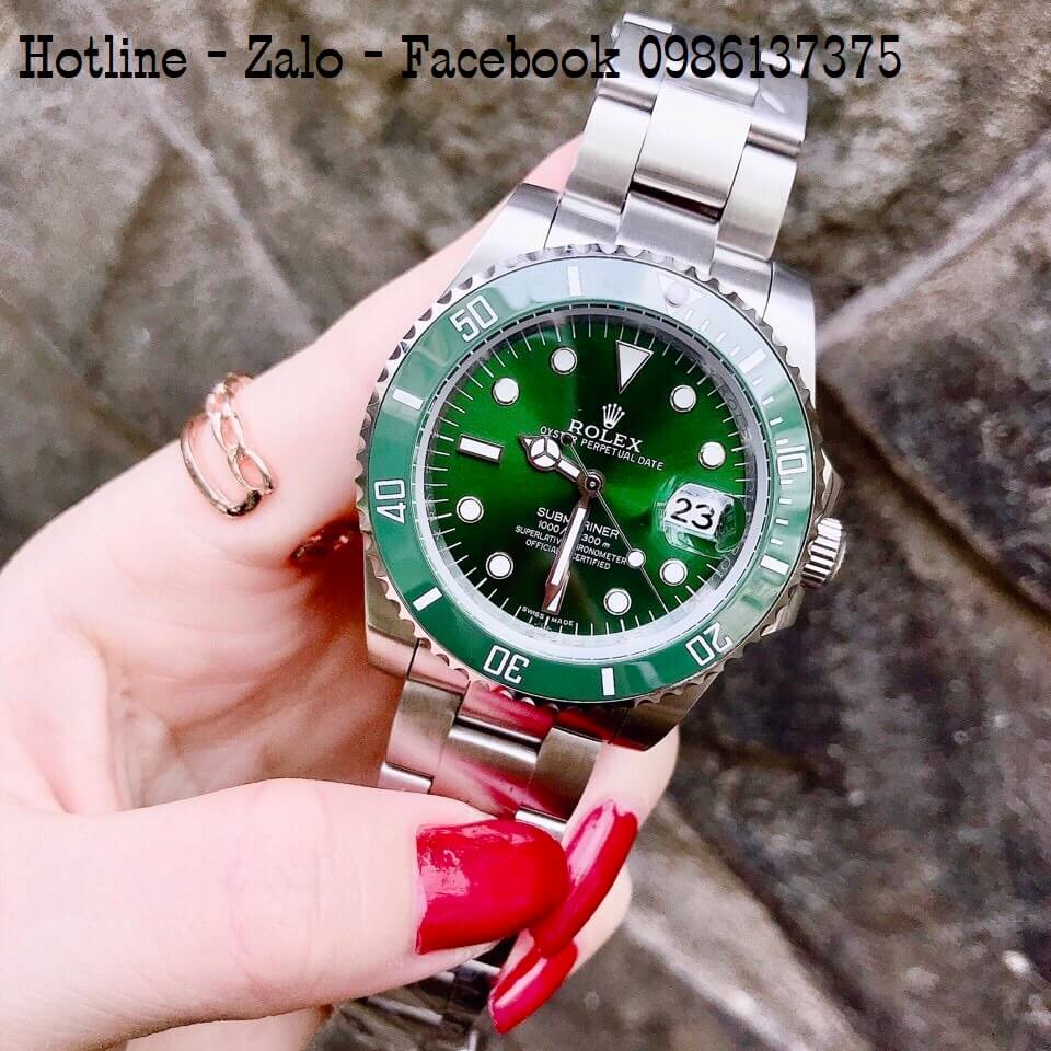 Đồng Hồ Nam Rolex Submariner Automatic Bạc Mặt Xanh Đất 41mm