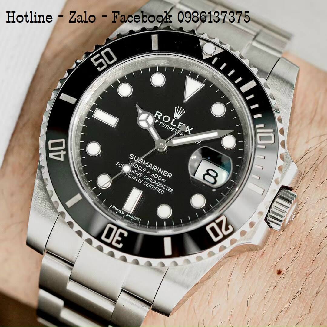 Đồng Hồ Nam Rolex Submariner Automatic Demi Mặt Đen 41mm