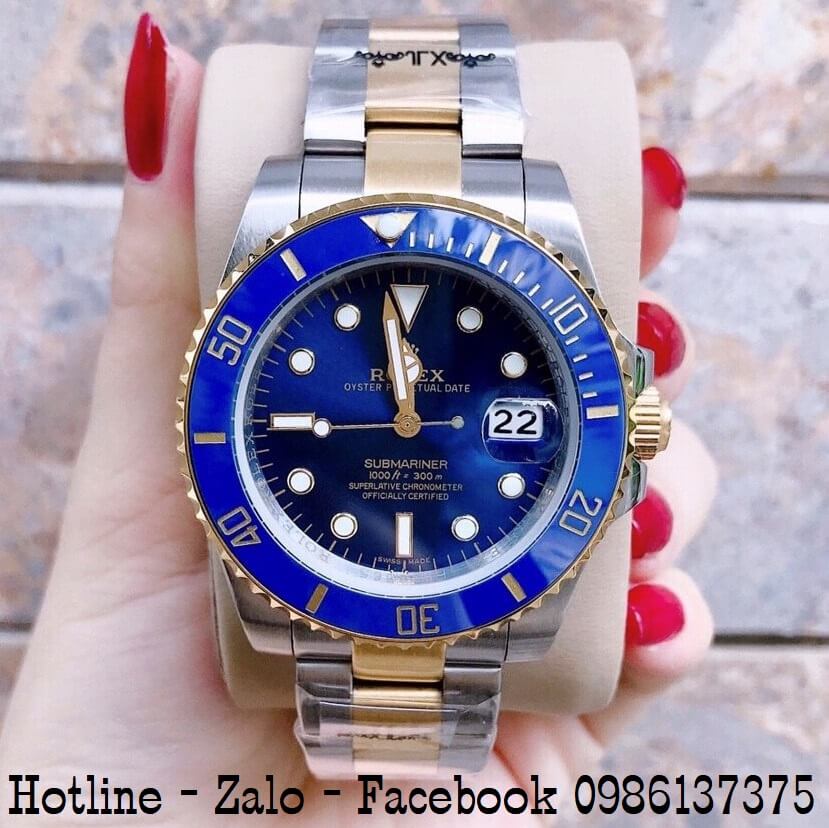 Đồng Hồ Nam Rolex Submariner Automatic Demi Mặt Xanh 41mm