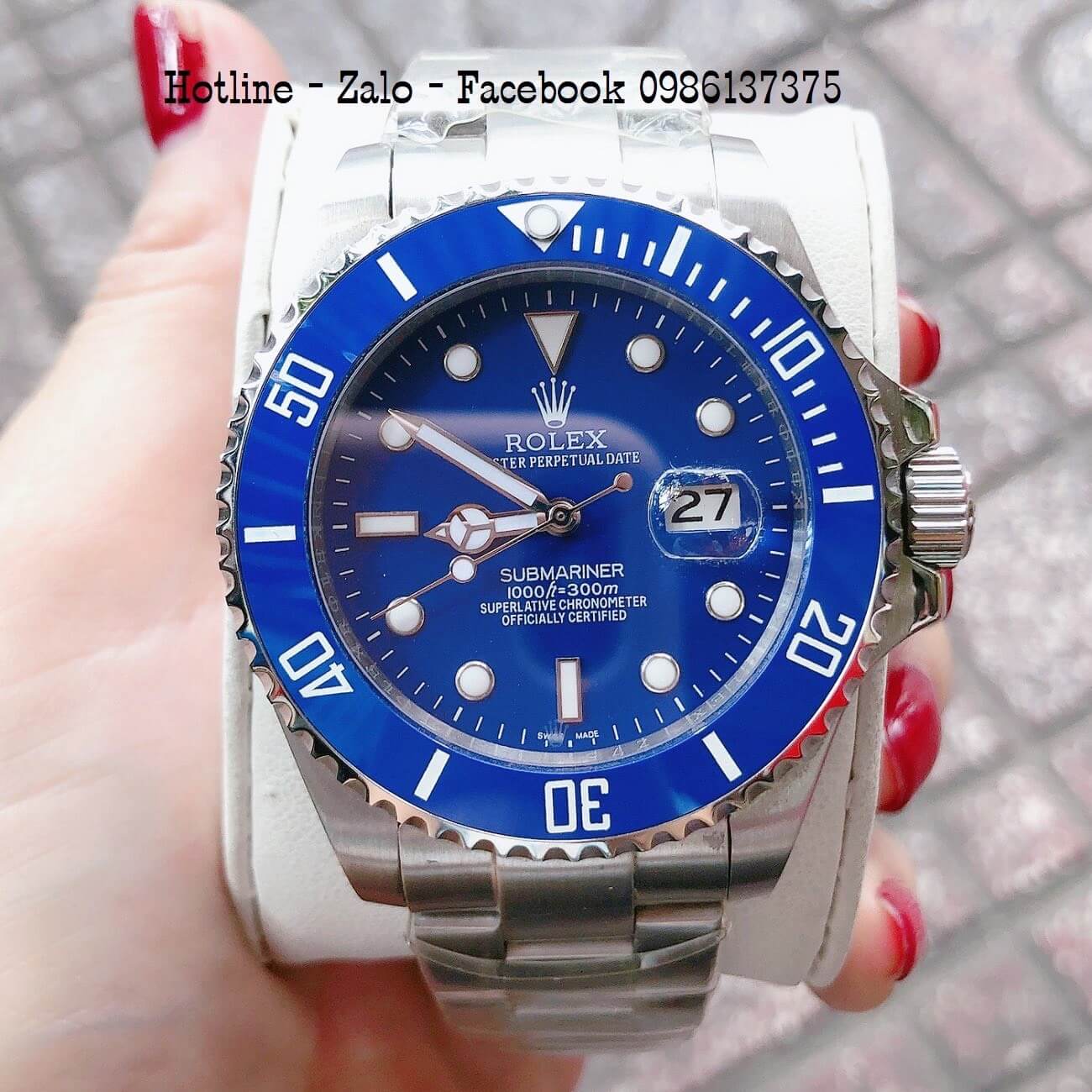 Đồng Hồ Nam Rolex Submariner Automatic Bạc Mặt Xanh 41mm