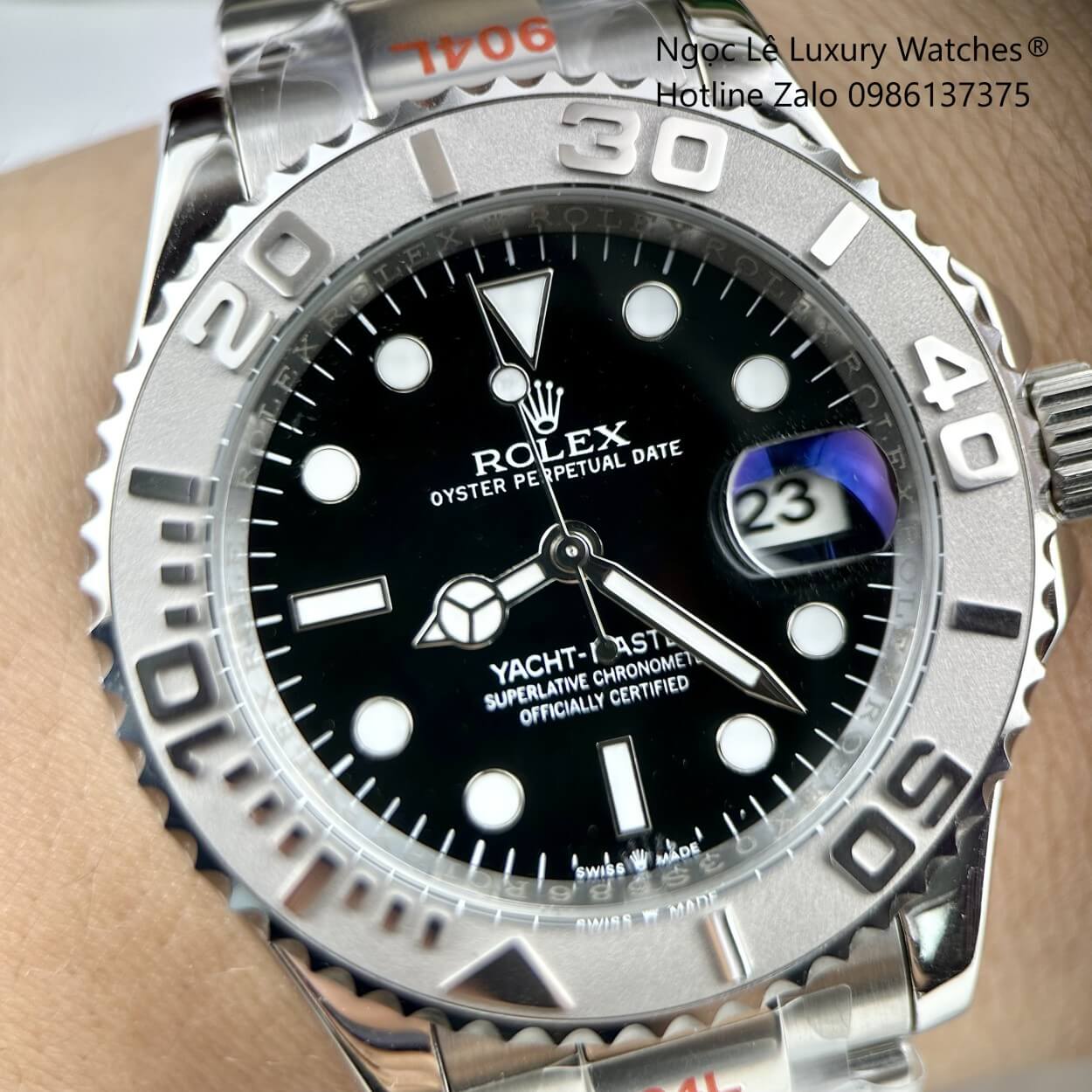 Đồng Hồ Nam Rolex Yacht Master Automatic Dây Kim Loại Silver Mặt Đen Size 40mm