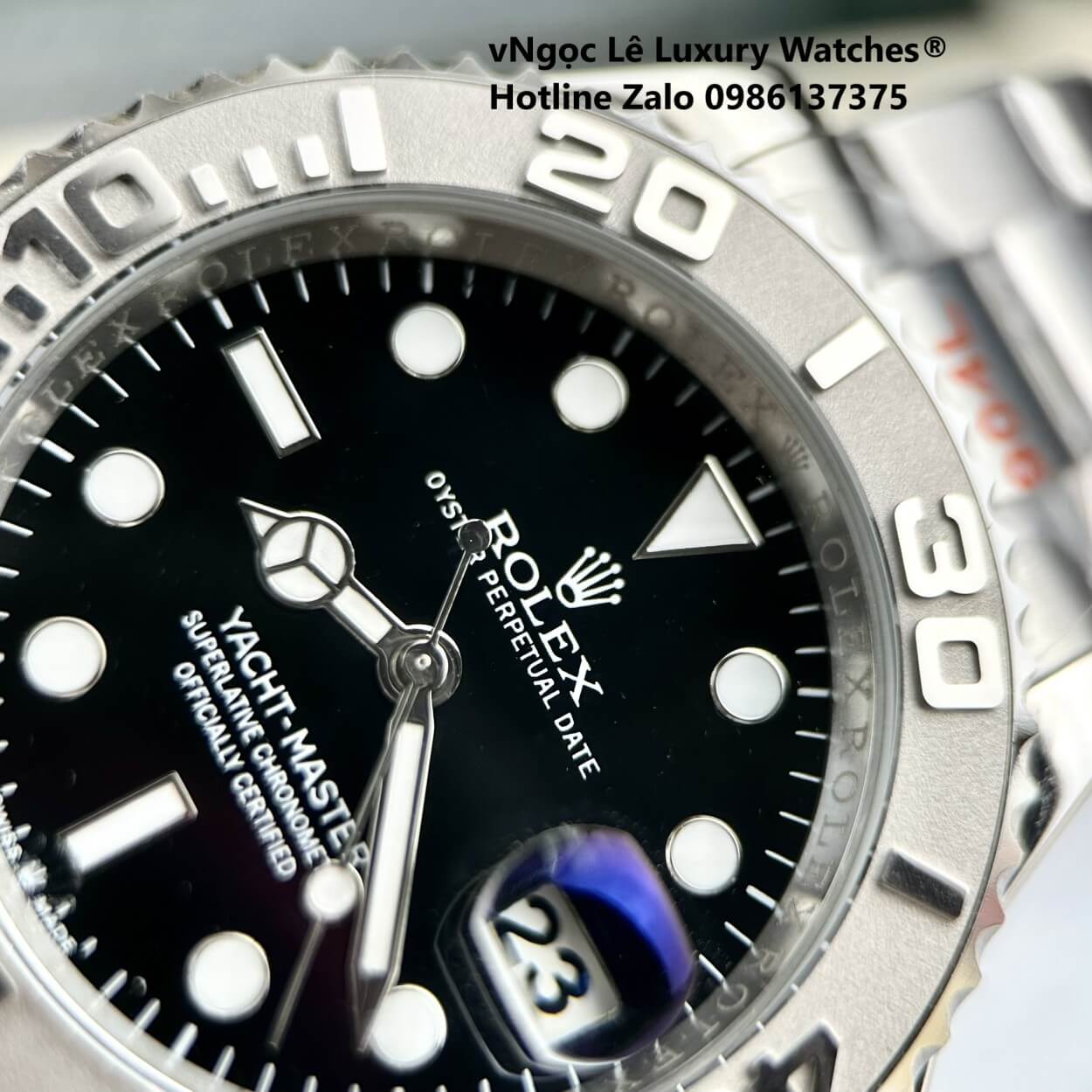 Đồng Hồ Nam Rolex Yacht Master Automatic Dây Kim Loại Silver Mặt Đen Size 40mm