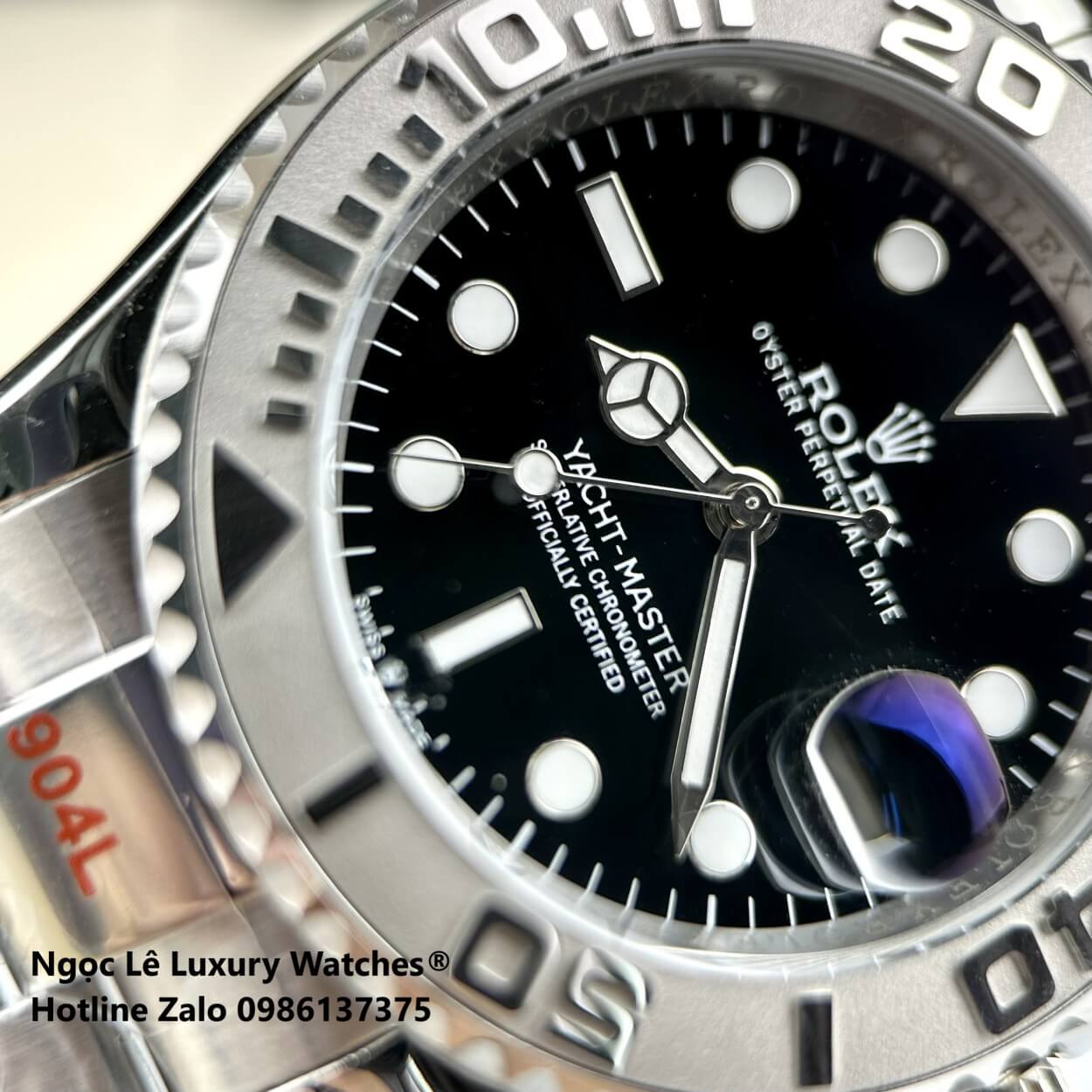 Đồng Hồ Nam Rolex Yacht Master Automatic Dây Kim Loại Silver Mặt Đen Size 40mm