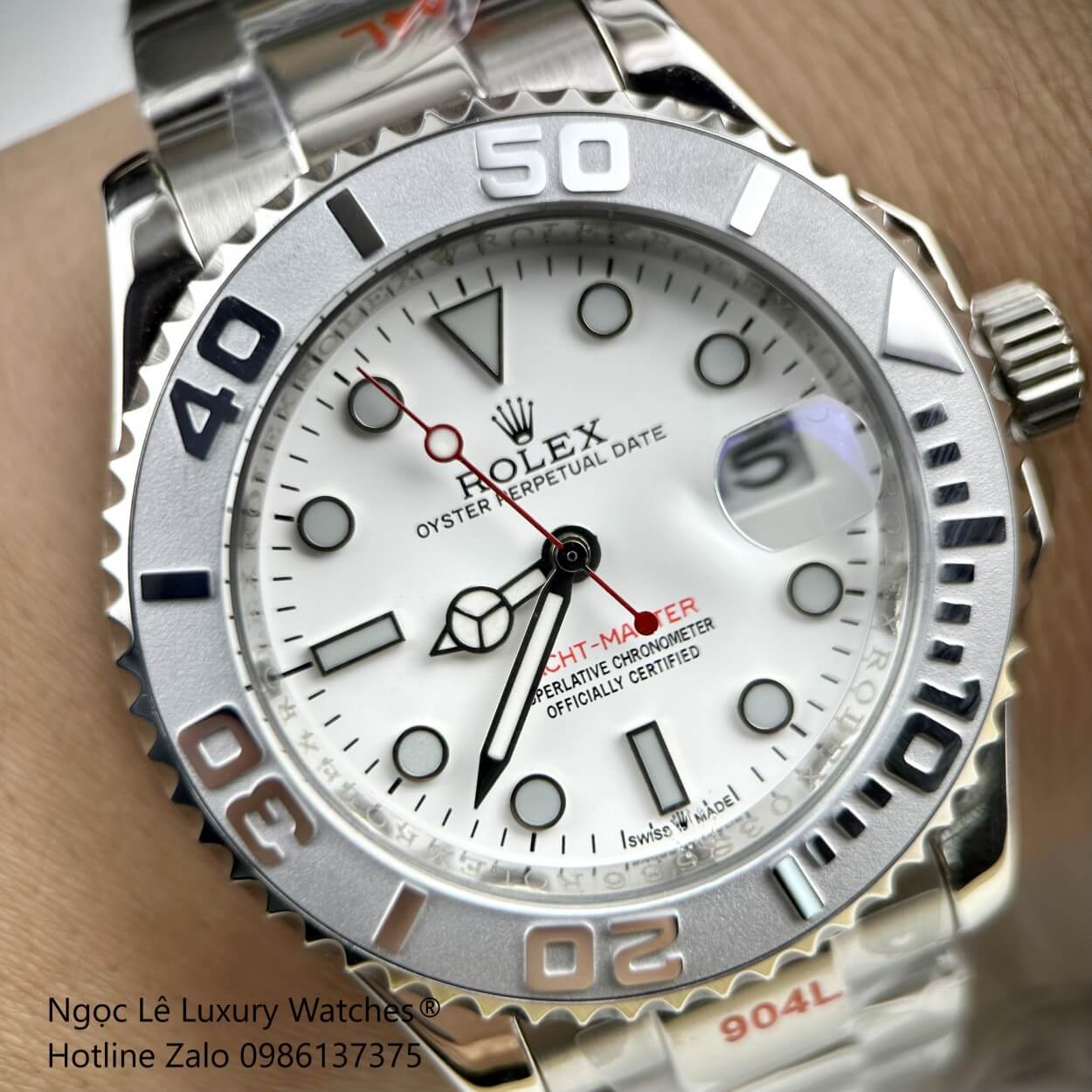 Đồng Hồ Nam Rolex Yacht Master Automatic Dây Kim Loại Silver Mặt Trắng Size 40mm