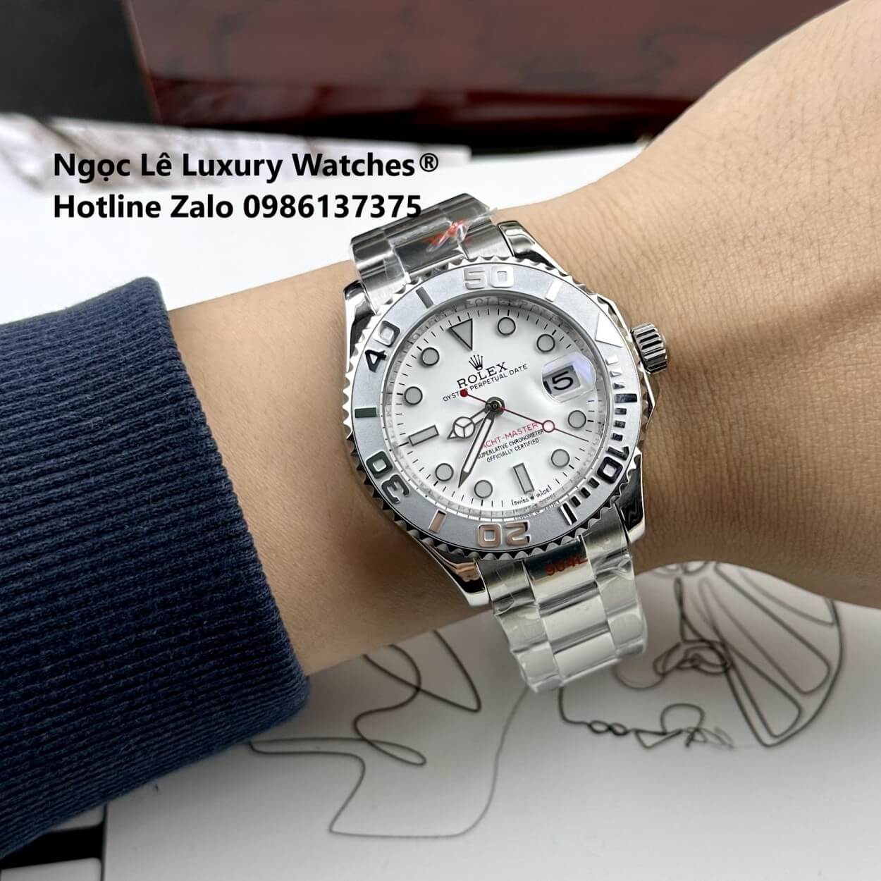 Đồng Hồ Nam Rolex Yacht Master Automatic Dây Kim Loại Silver Mặt Trắng Size 40mm