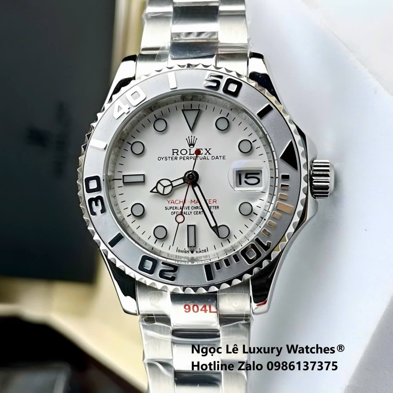 Đồng Hồ Nam Rolex Yacht Master Automatic Dây Kim Loại Silver Mặt Trắng Size 40mm