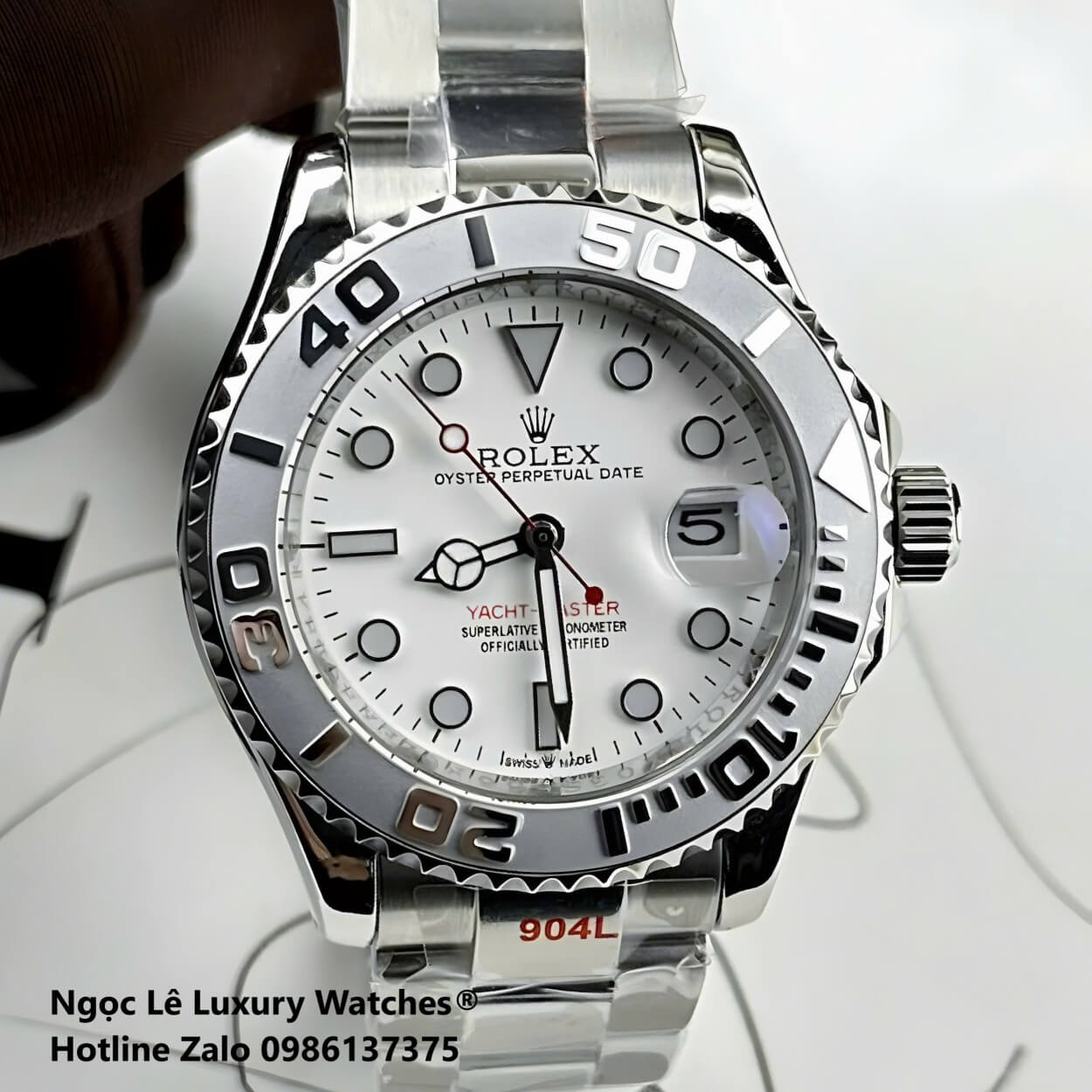 Đồng Hồ Nam Rolex Yacht Master Automatic Dây Kim Loại Silver Mặt Trắng Size 40mm