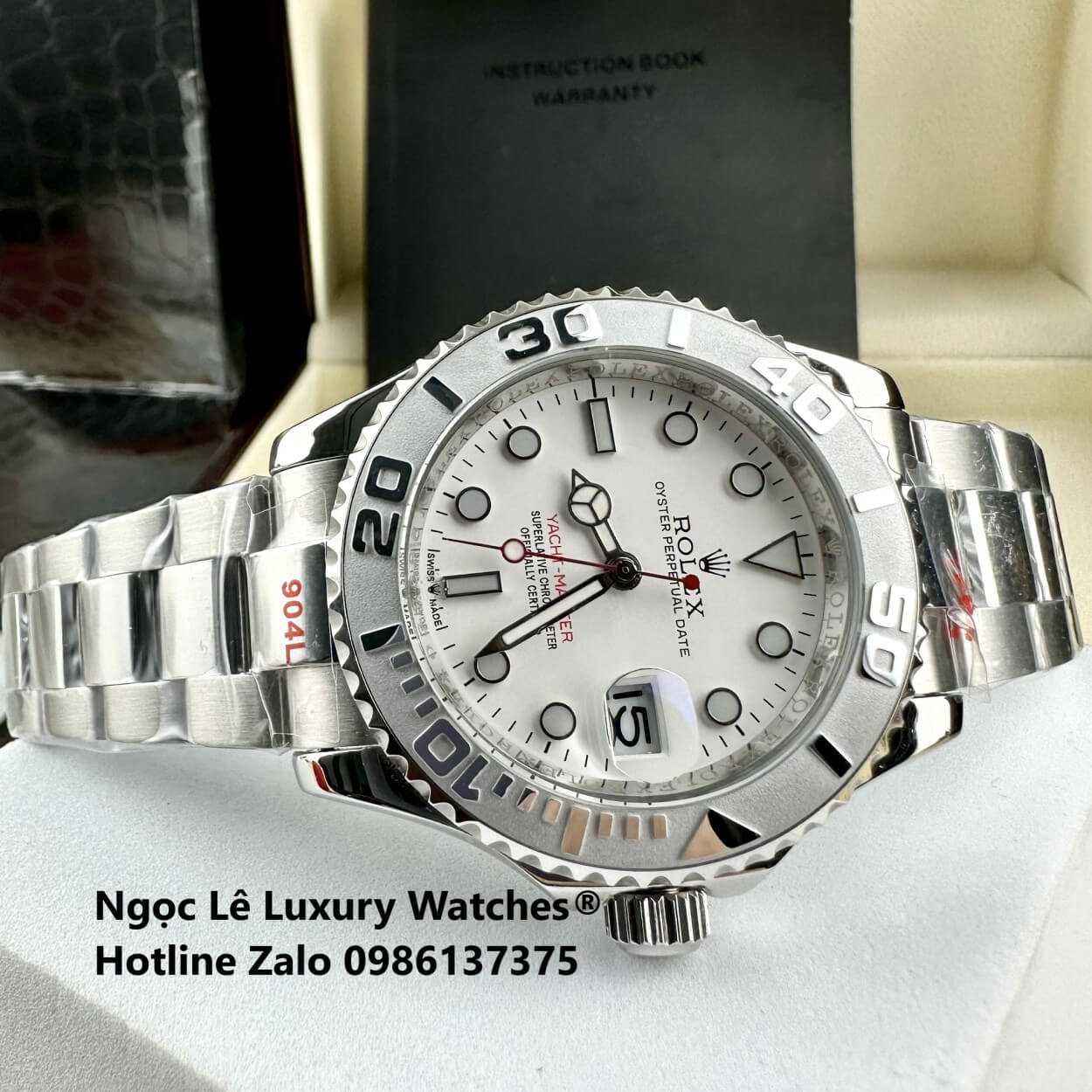 Đồng Hồ Nam Rolex Yacht Master Automatic Dây Kim Loại Silver Mặt Trắng Size 40mm