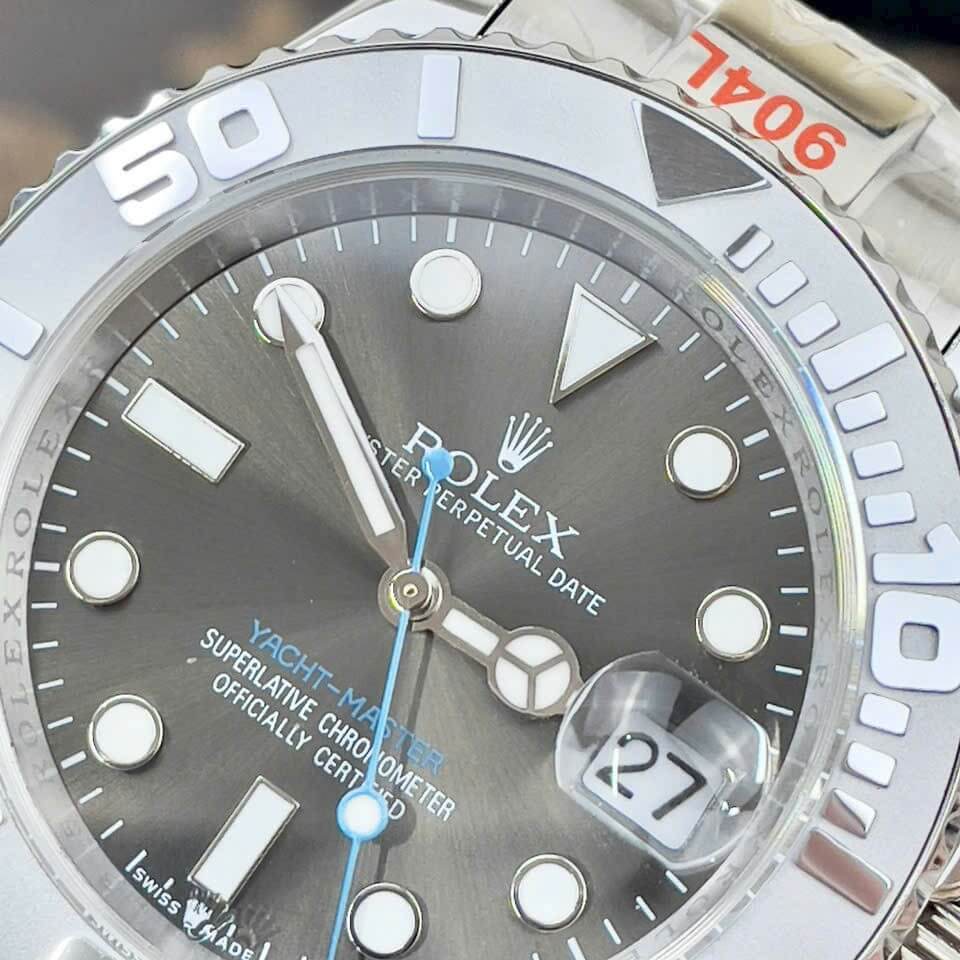 Đồng Hồ Nam Rolex Yacht Master Automatic Dây Kim Loại Silver Mặt Xám Grey Size 40mm
