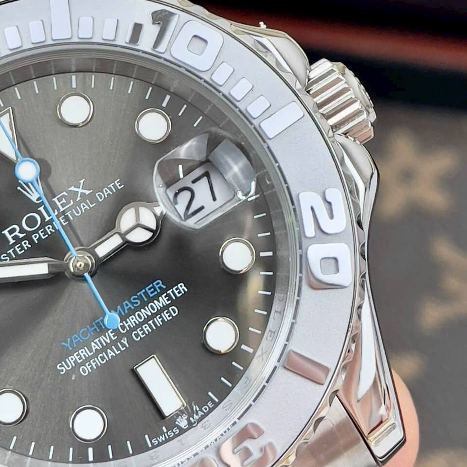 Đồng Hồ Nam Rolex Yacht Master Automatic Dây Kim Loại Silver Mặt Xám Grey Size 40mm