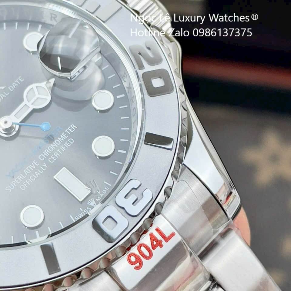 Đồng Hồ Nam Rolex Yacht Master Automatic Dây Kim Loại Silver Mặt Xám Grey Size 40mm