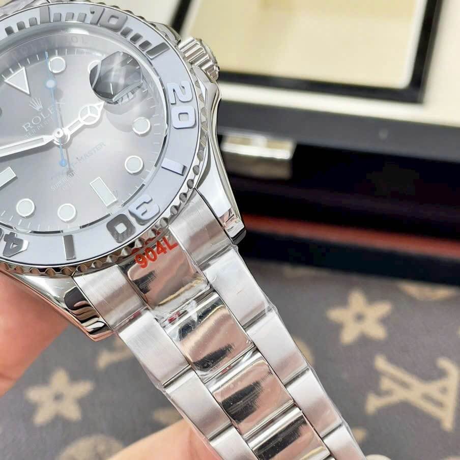 Đồng Hồ Nam Rolex Yacht Master Automatic Dây Kim Loại Silver Mặt Xám Grey Size 40mm