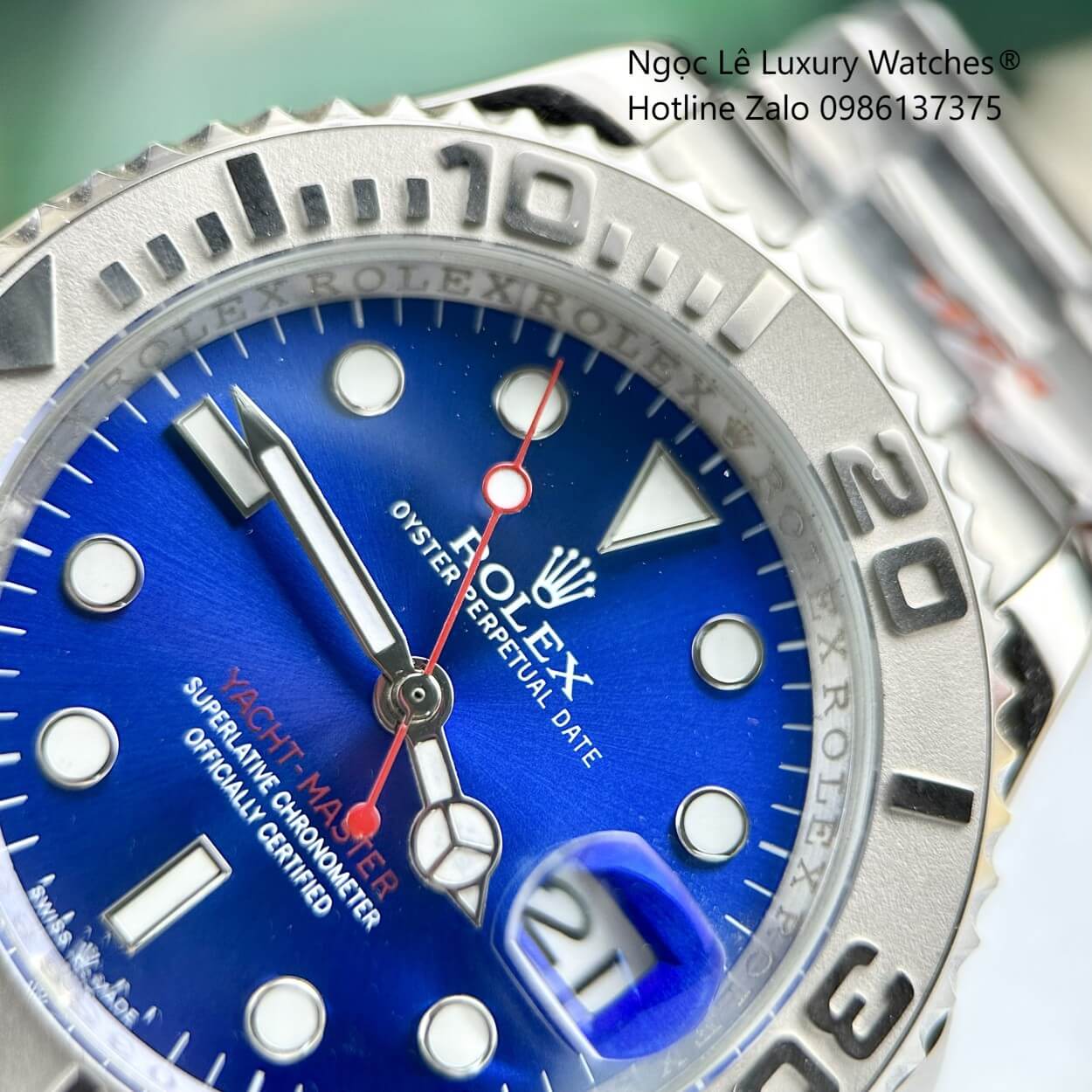 Đồng Hồ Nam Rolex Yacht Master Automatic Dây Kim Loại Silver Mặt Xanh Navy Size 40mm