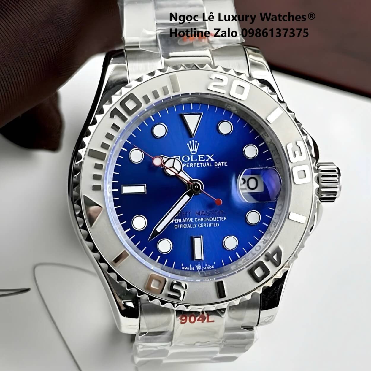 Đồng Hồ Nam Rolex Yacht Master Automatic Dây Kim Loại Silver Mặt Xanh Navy Size 40mm