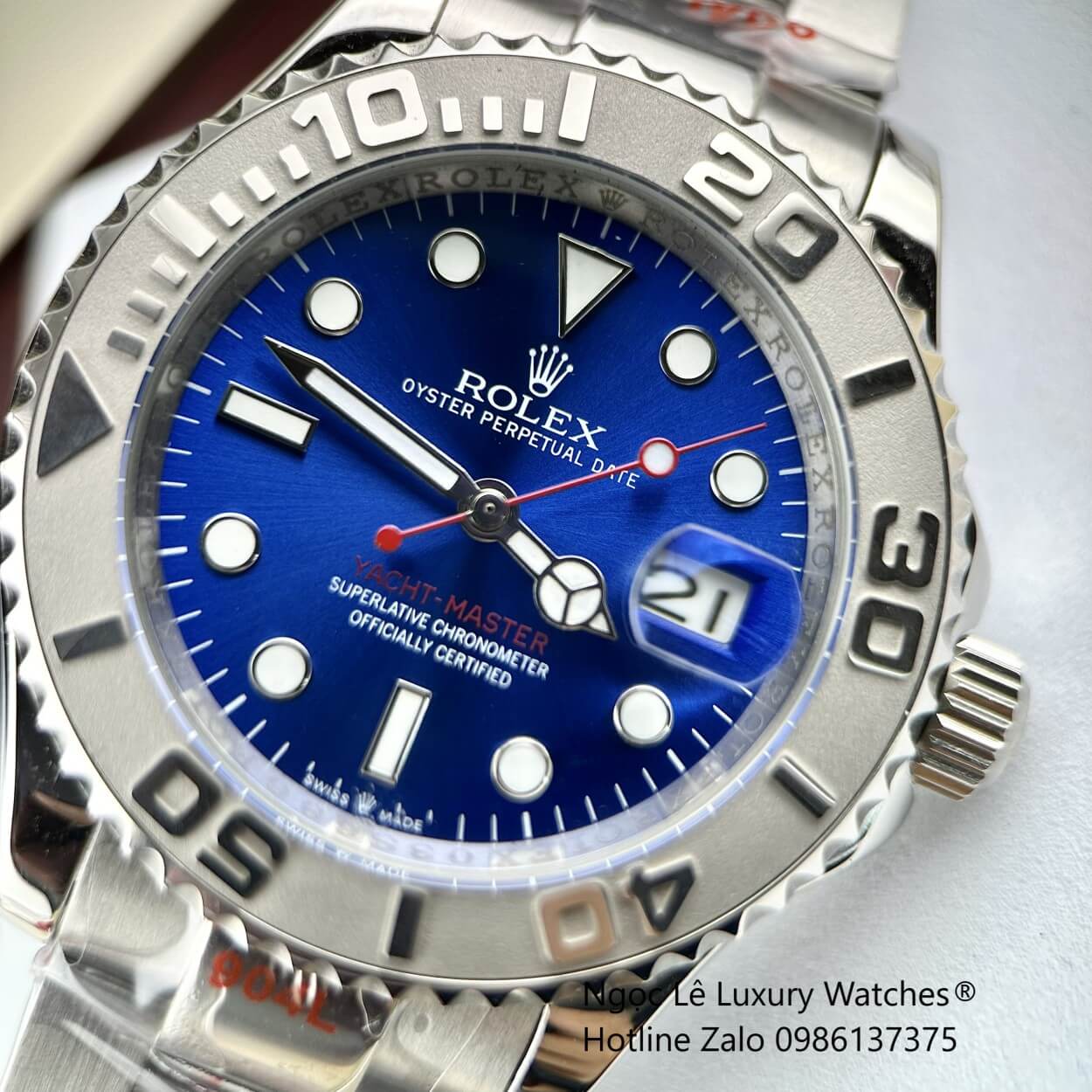 Đồng Hồ Nam Rolex Yacht Master Automatic Dây Kim Loại Silver Mặt Xanh Navy Size 40mm