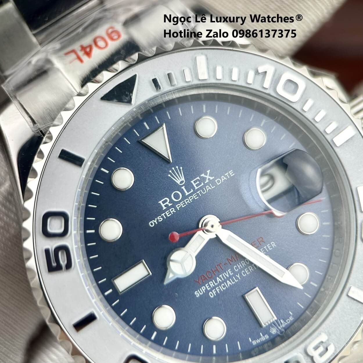 Đồng Hồ Nam Rolex Yacht Master Automatic Dây Kim Loại Silver Mặt Xanh Than Size 40mm