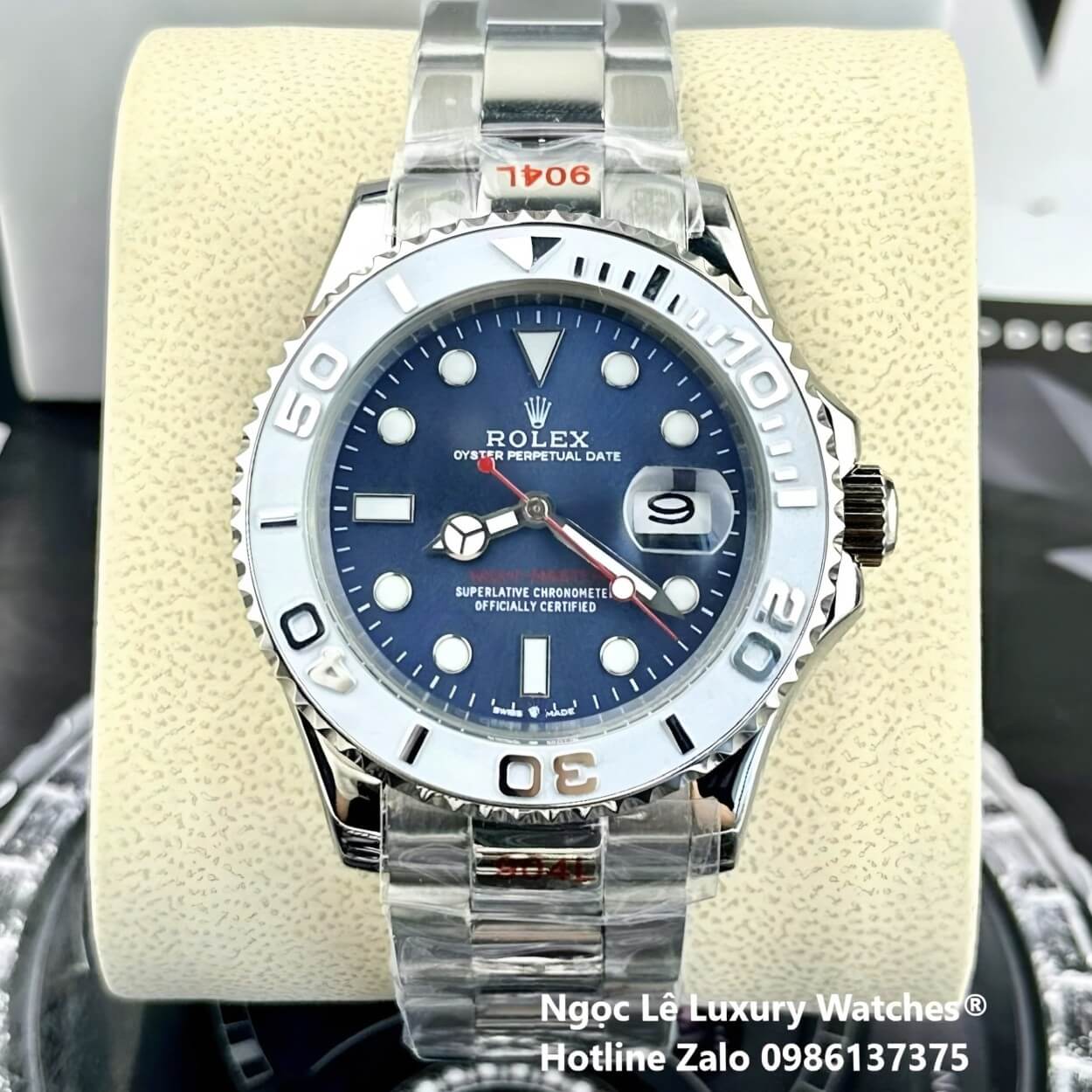 Đồng Hồ Nam Rolex Yacht Master Automatic Dây Kim Loại Silver Mặt Xanh Than Size 40mm