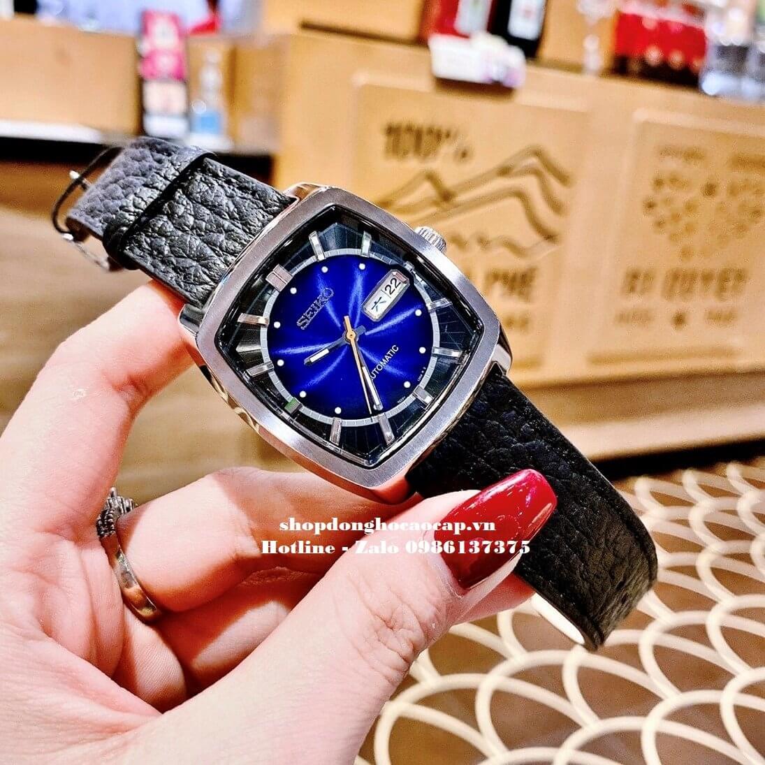 Đồng Hồ Nam Seiko Recraft Automatic Dây Da Đen Mặt Blue 41mm