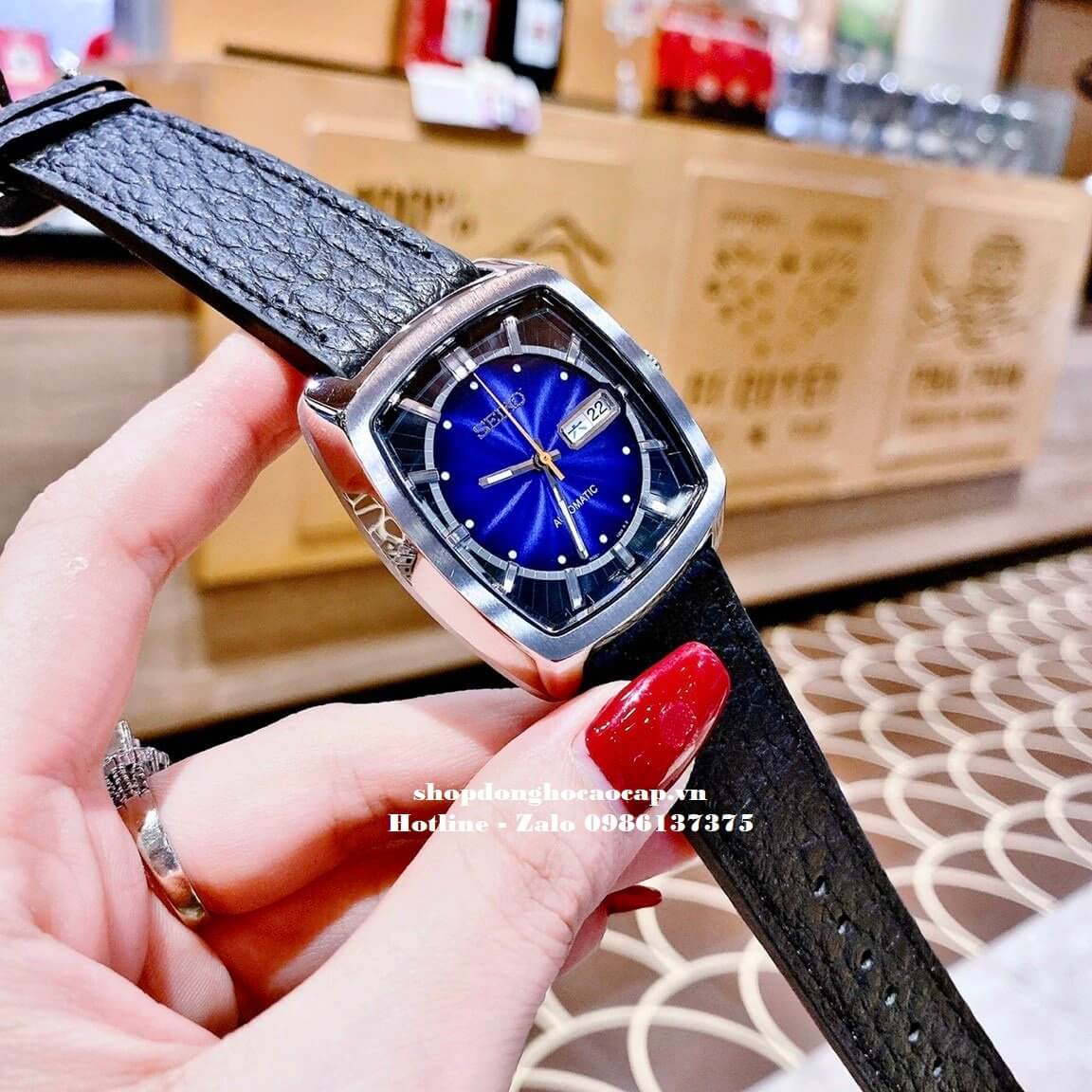 Đồng Hồ Nam Seiko Recraft Automatic Dây Da Đen Mặt Blue 41mm