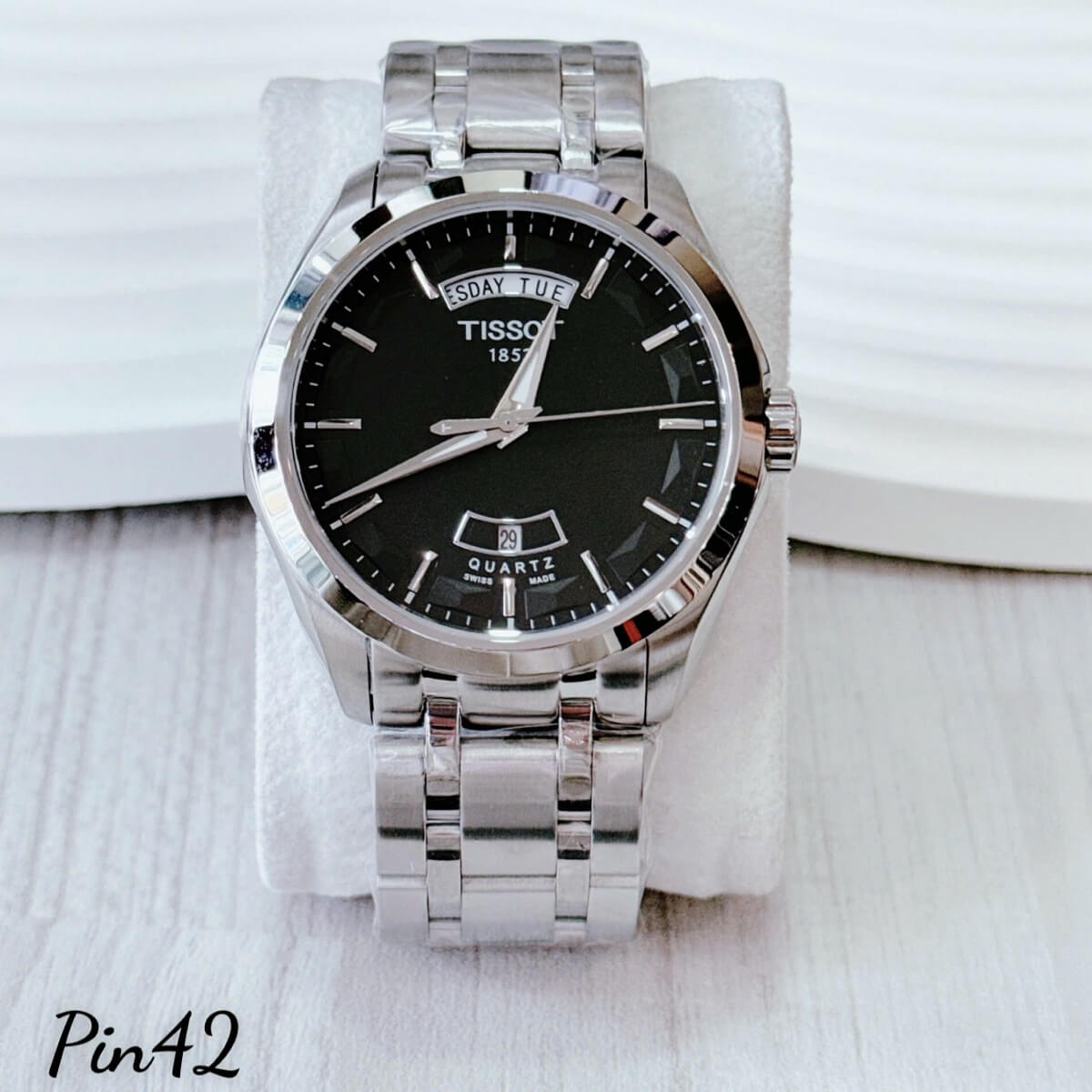 Đồng Hồ Nam Tissot Máy Pin Dây Inox Mặt Đen Silver Size 42mm