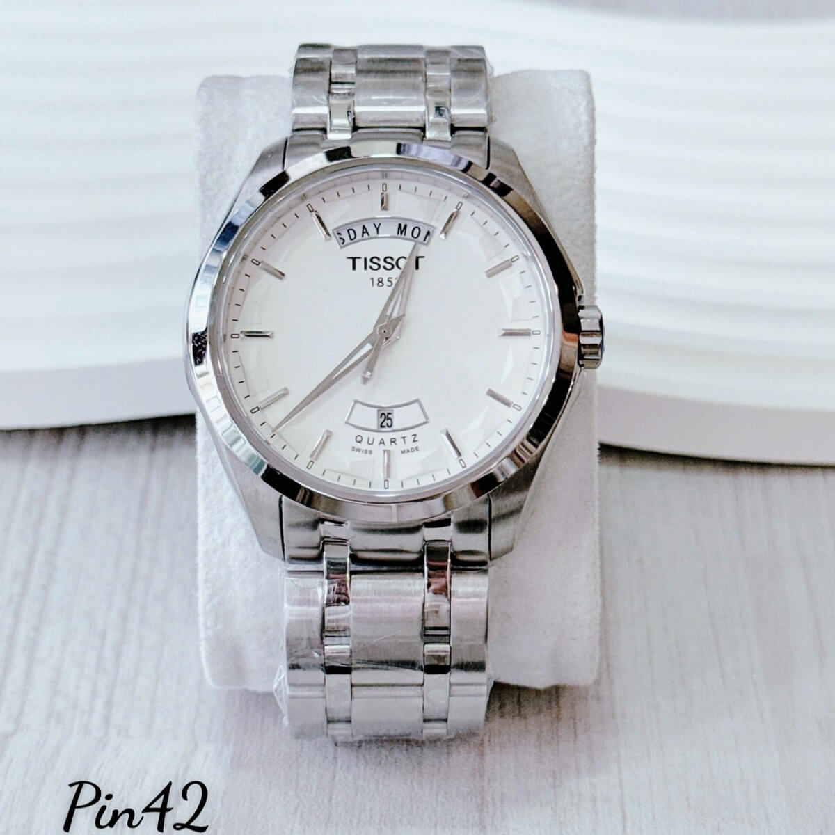 Đồng Hồ Nam Tissot Máy Pin Dây Inox Mặt Trắng Silver Size 42mm