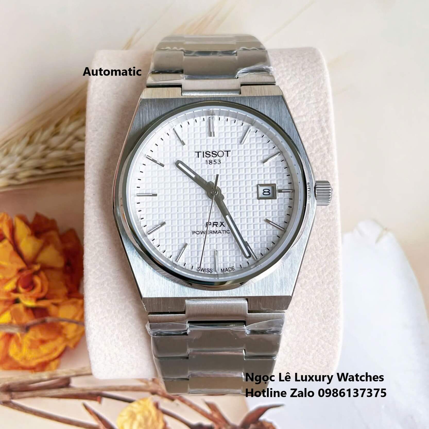 Đồng Hồ Tissot PRX Powermatic 80 Automatic - Dây Kim Loại Màu Bạc Mặt Trắng - Size 40mm