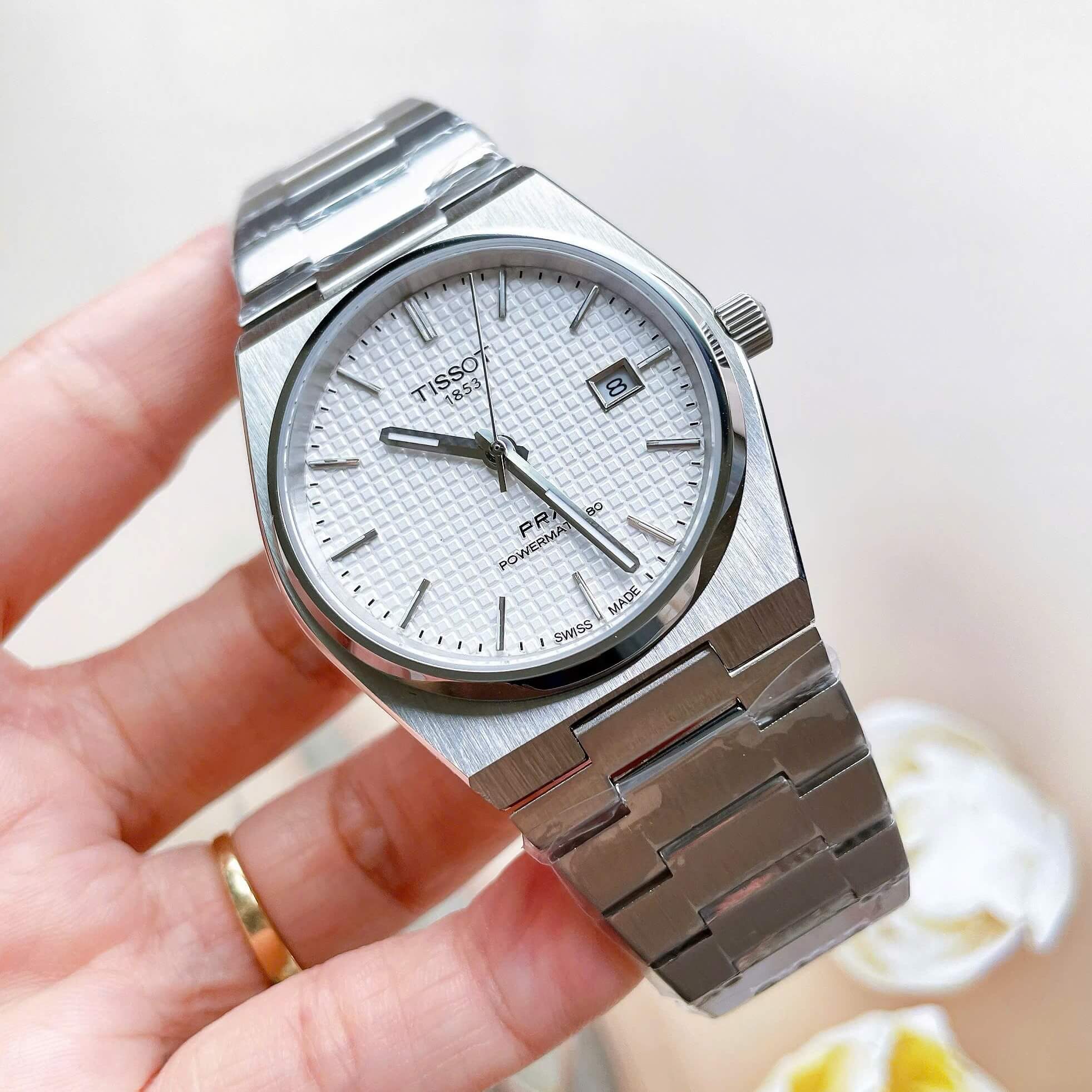 Đồng Hồ Tissot PRX Powermatic 80 Automatic - Dây Kim Loại Màu Bạc Mặt Trắng - Size 40mm