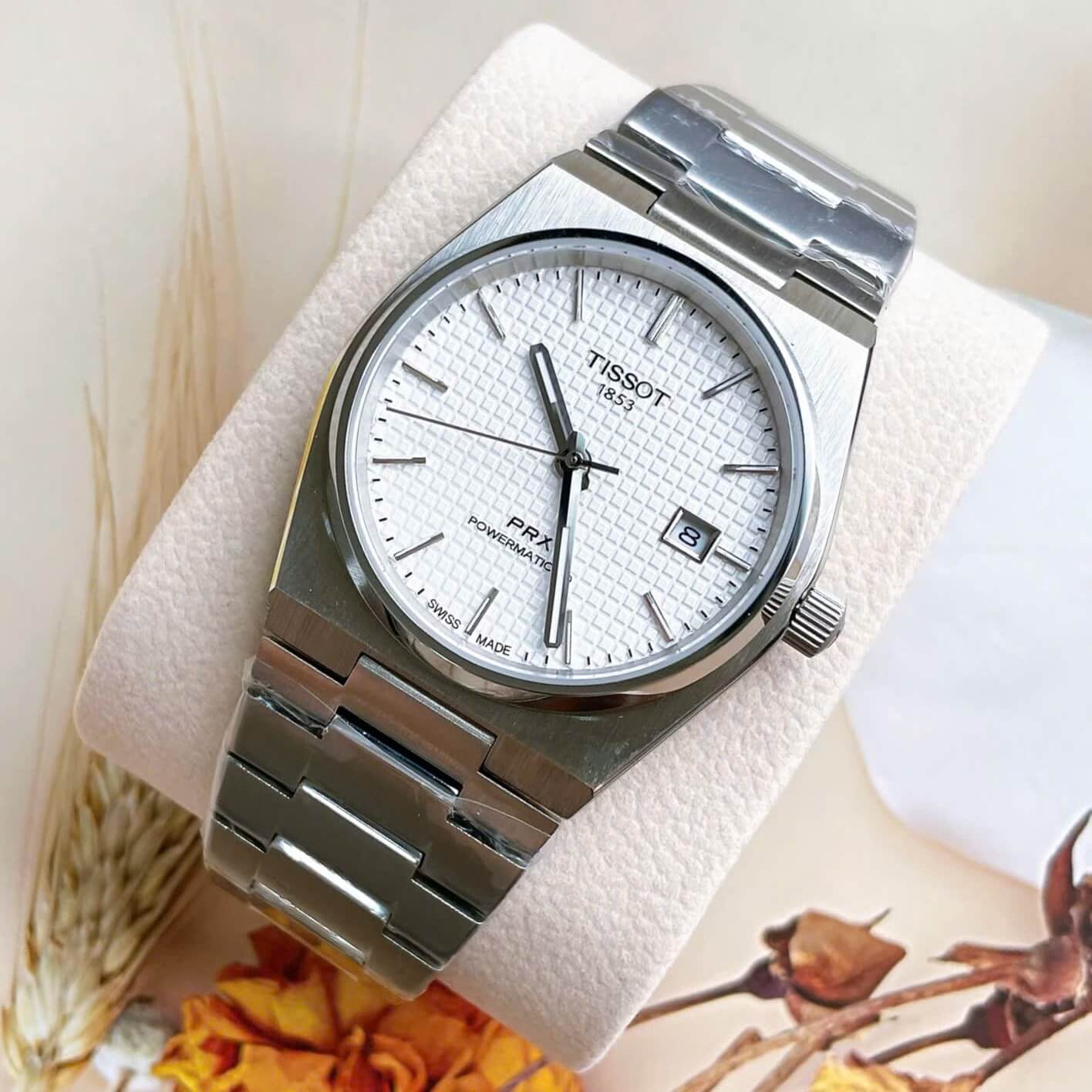 Đồng Hồ Tissot PRX Powermatic 80 Automatic - Dây Kim Loại Màu Bạc Mặt Trắng - Size 40mm
