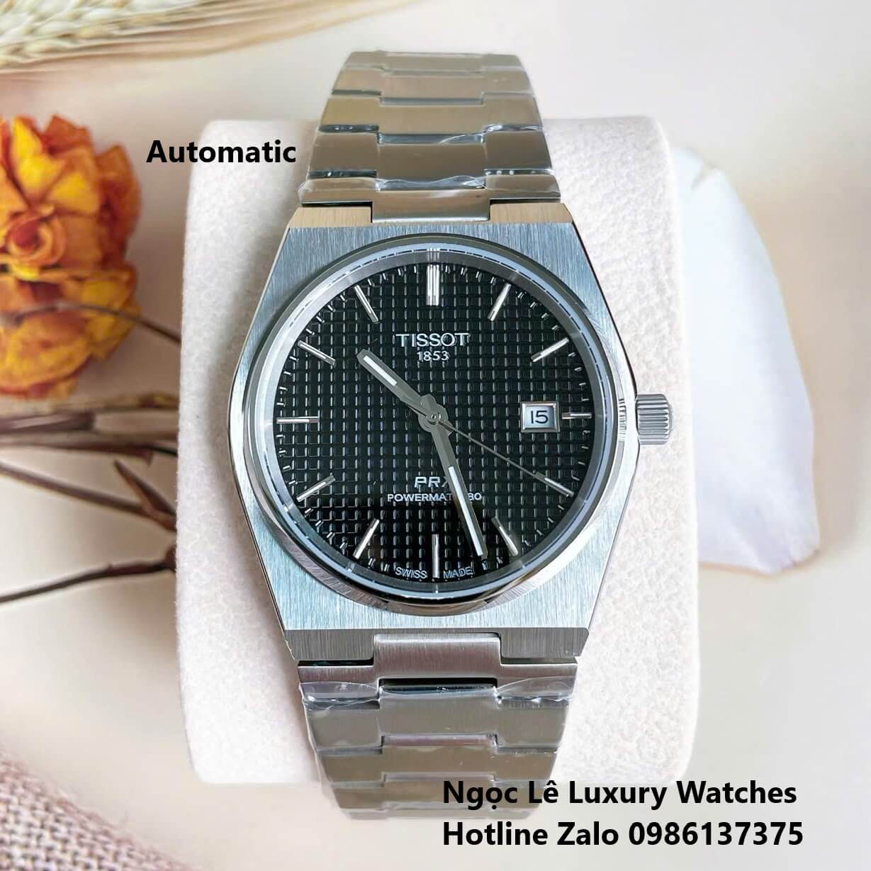 Đồng Hồ Tissot PRX Powermatic 80 Automatic - Dây Kim Loại Màu Bạc Mặt Đen - Size 40mm