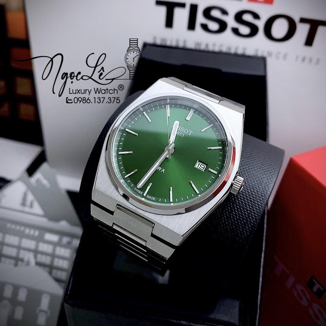 Đồng Hồ Nam Tissot PRX Dây Kim Loại Màu Bạc Mặt Xanh Lá 40mm