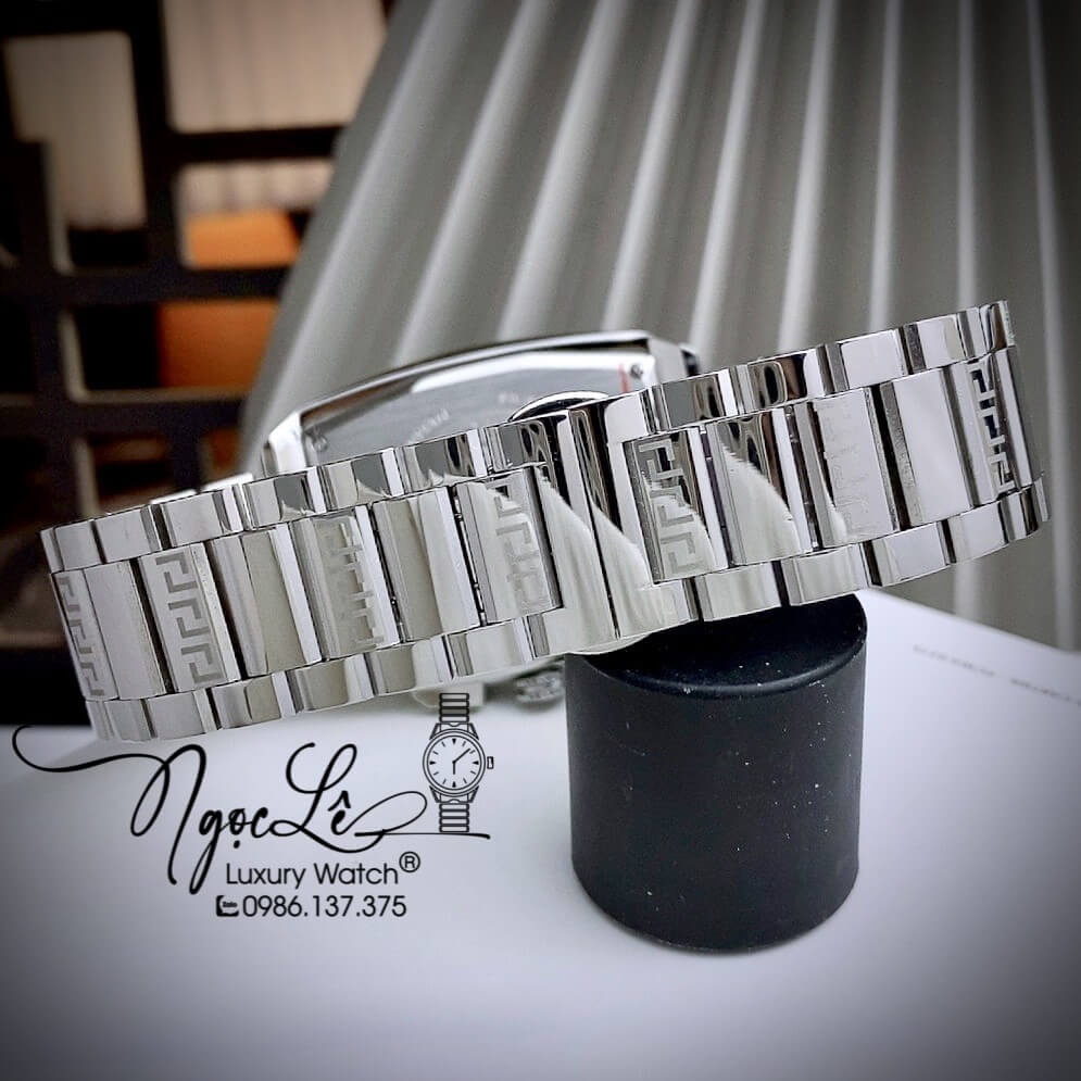 Đồng Hồ Nam Versace Dominus Dây Kim Loại Màu Bạc Mặt Xanh Size 42X49.5mm